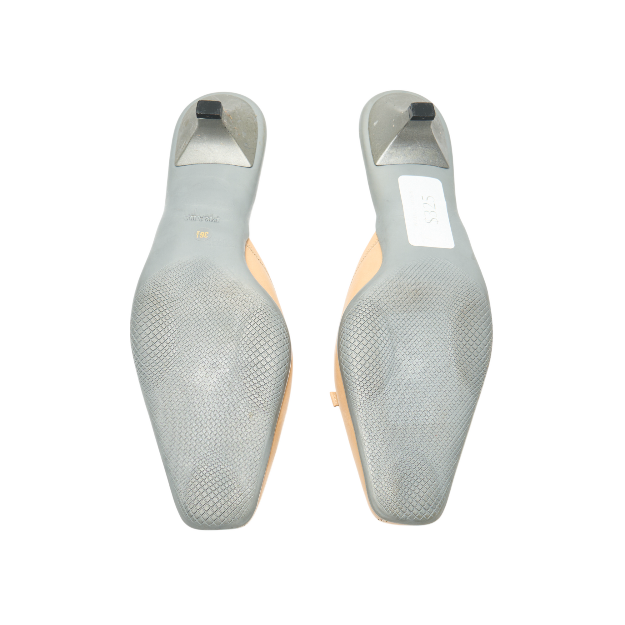 prada 2000s tan bow heels