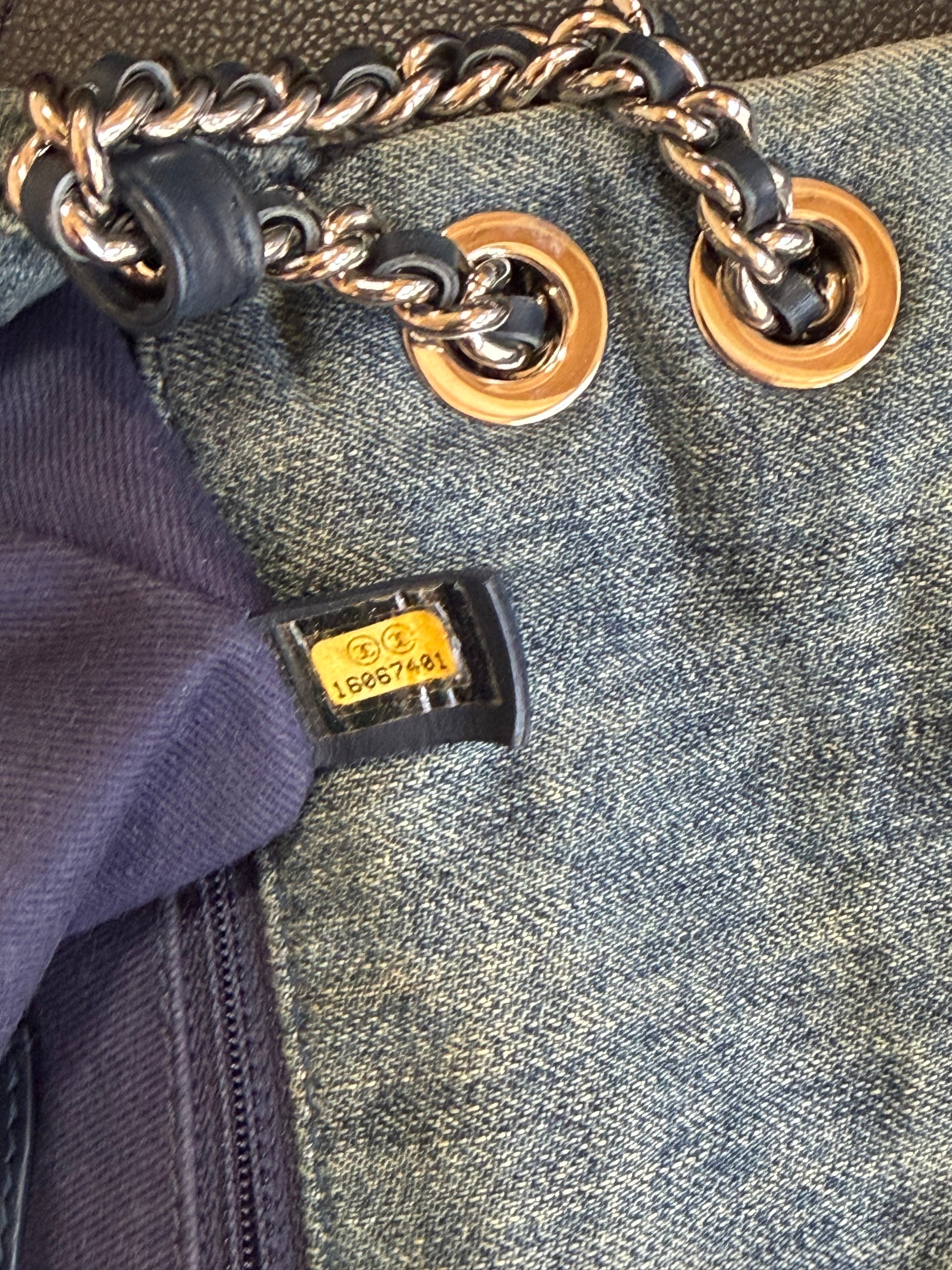 chanel 2000s floral denim flap bag