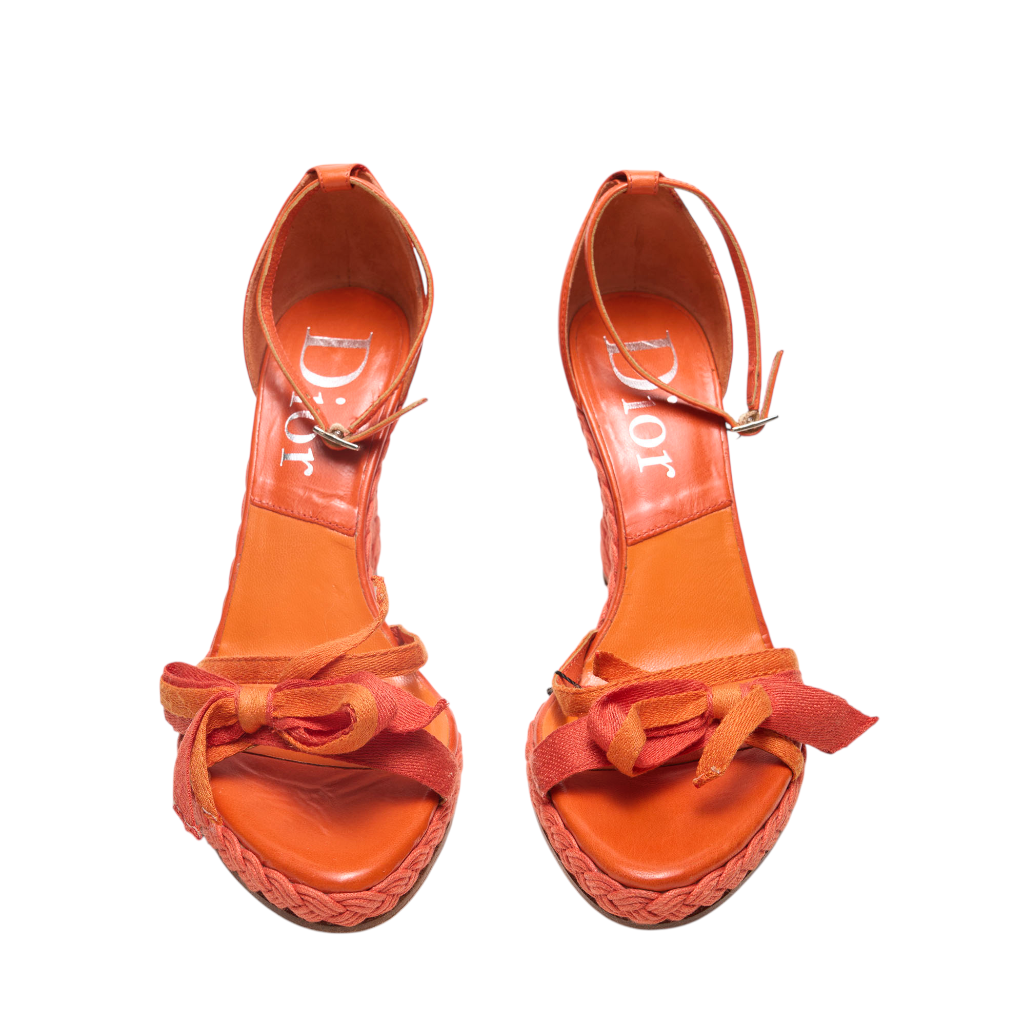 christian dior 2000s orange wedge heels