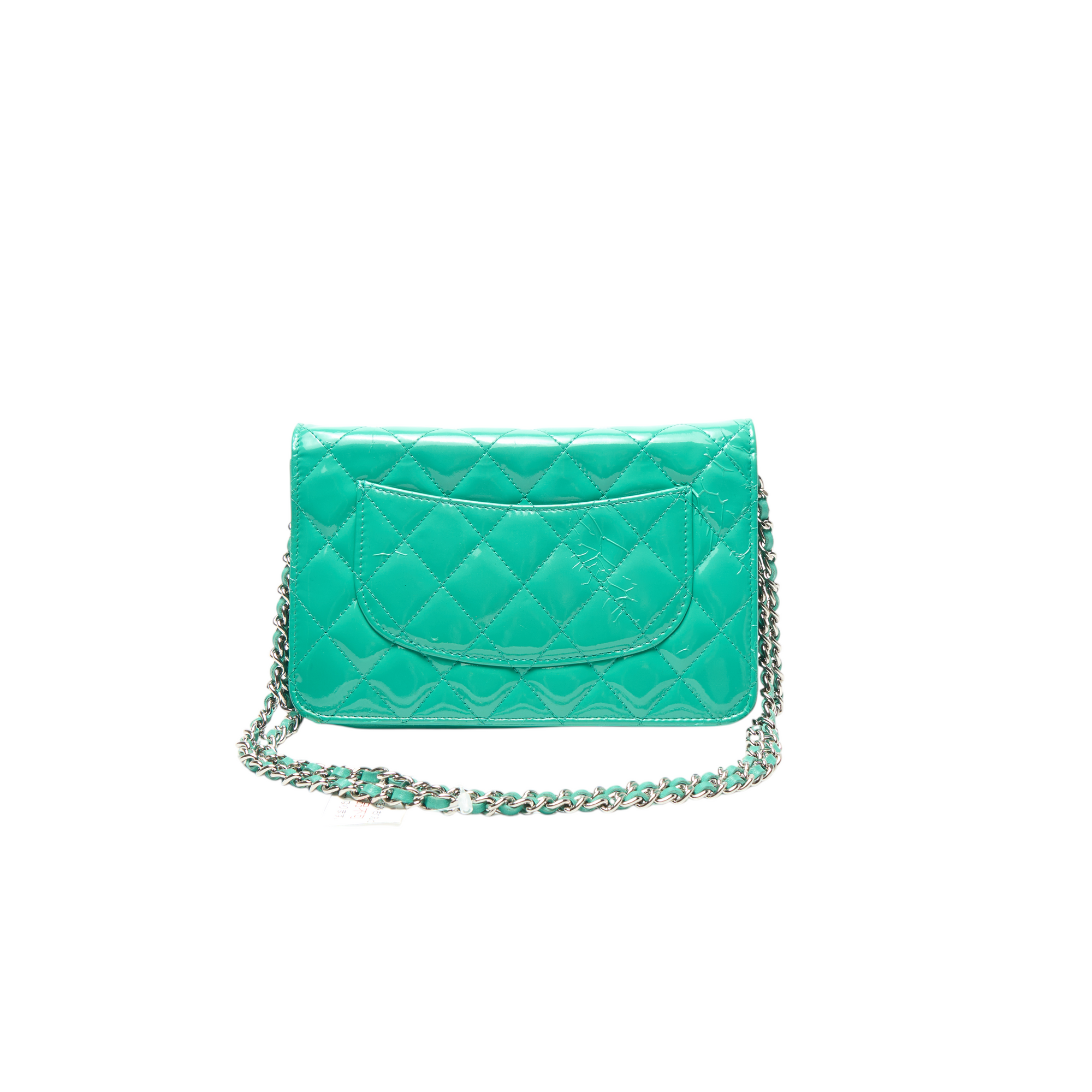 chanel turquoise wallet on chain bag