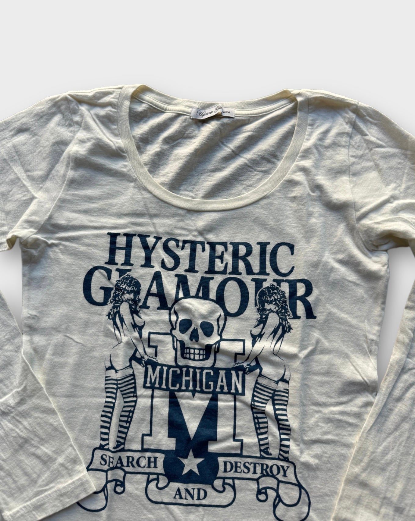 hysteric glamour search and destroy white long sleeve top