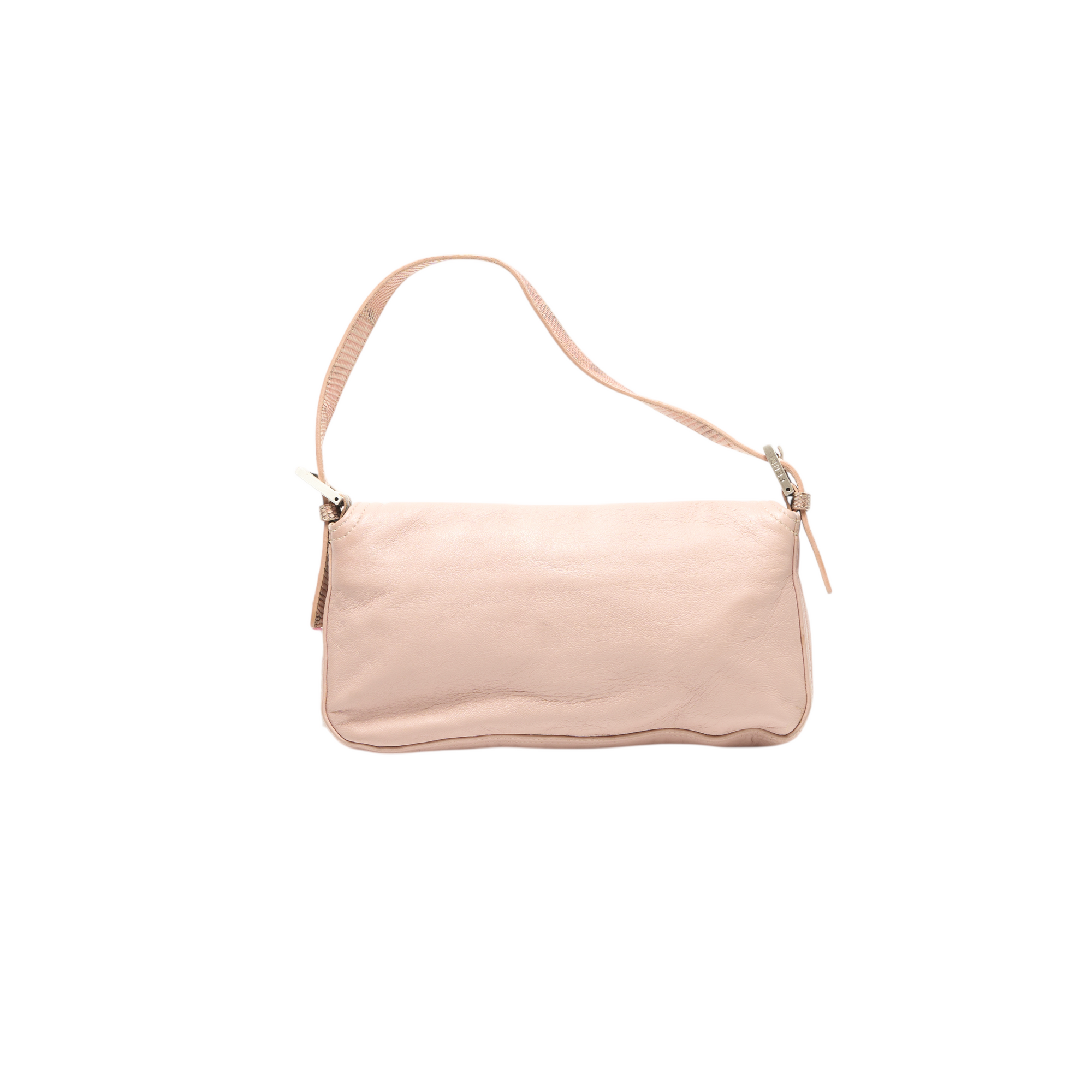 fendi 2000s light pink python baguette bag
