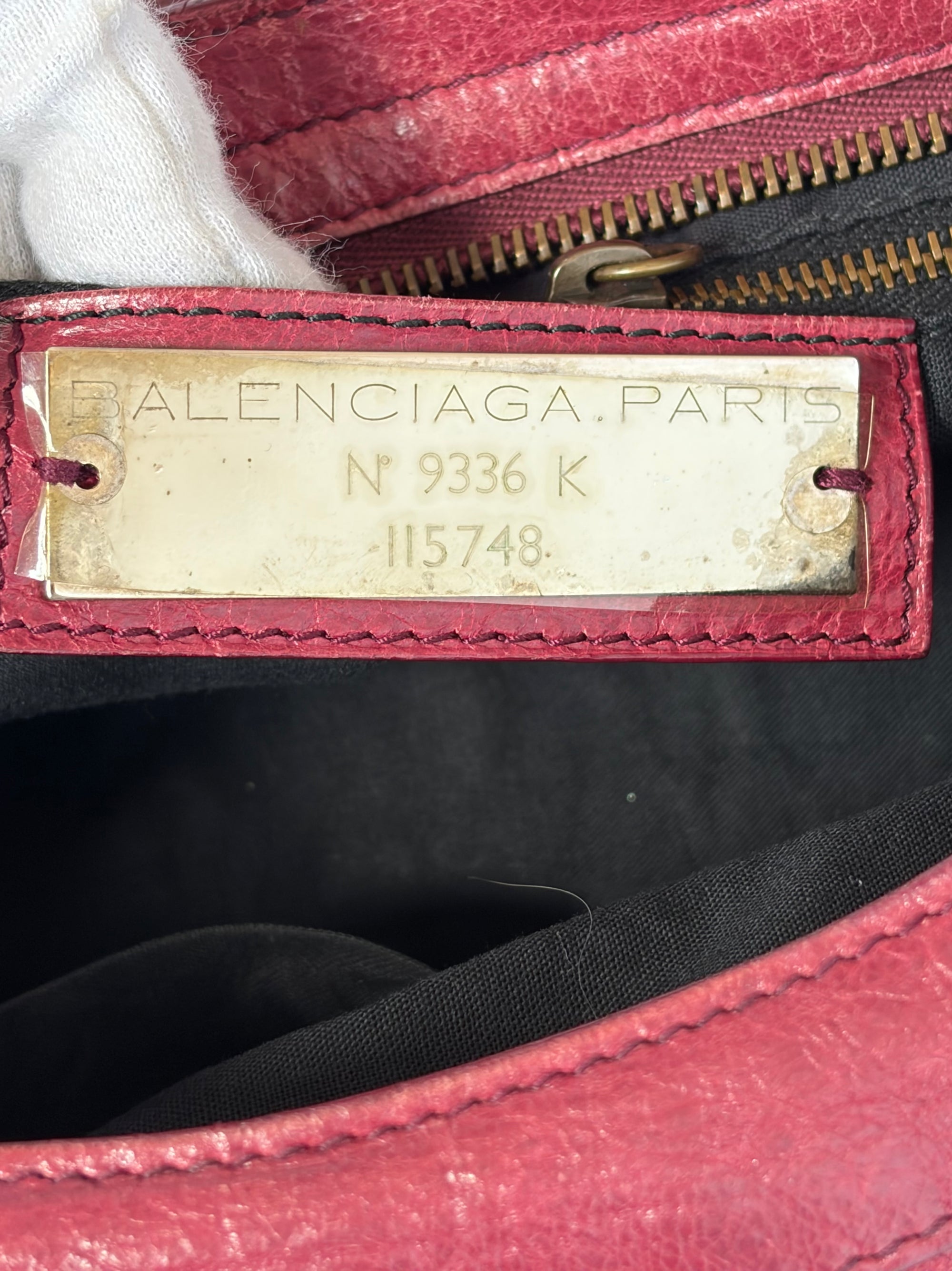 balenciaga 2000s burgundy red city bag