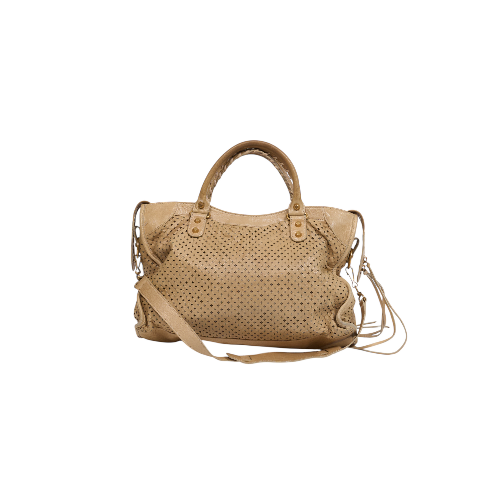 balenciaga 2000s gold perforated city bag