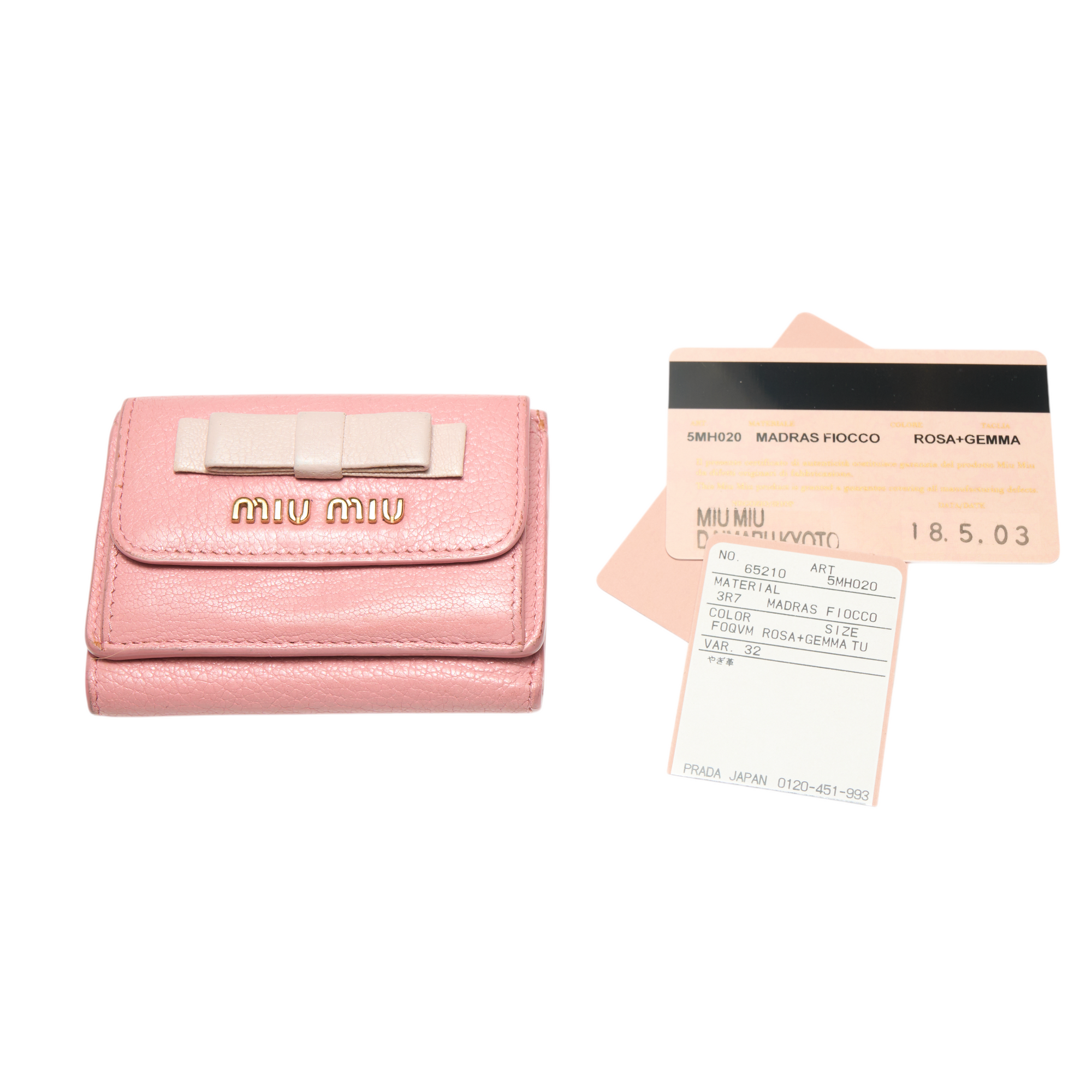 miu miu pink bow wallet