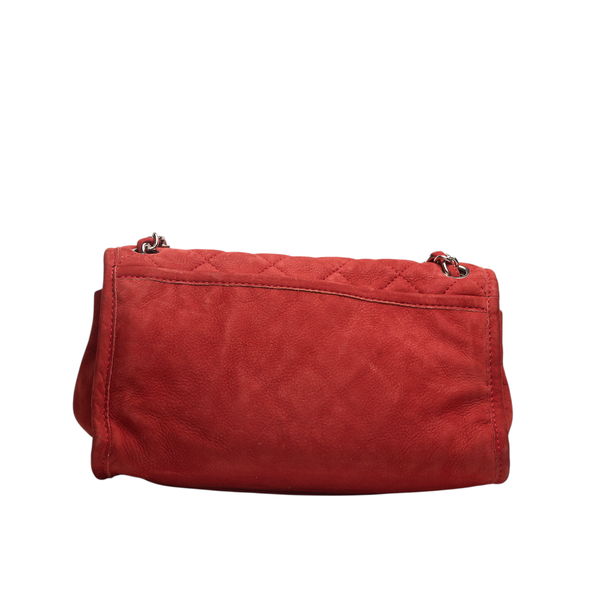 chanel 2000s red suede shoulder bag