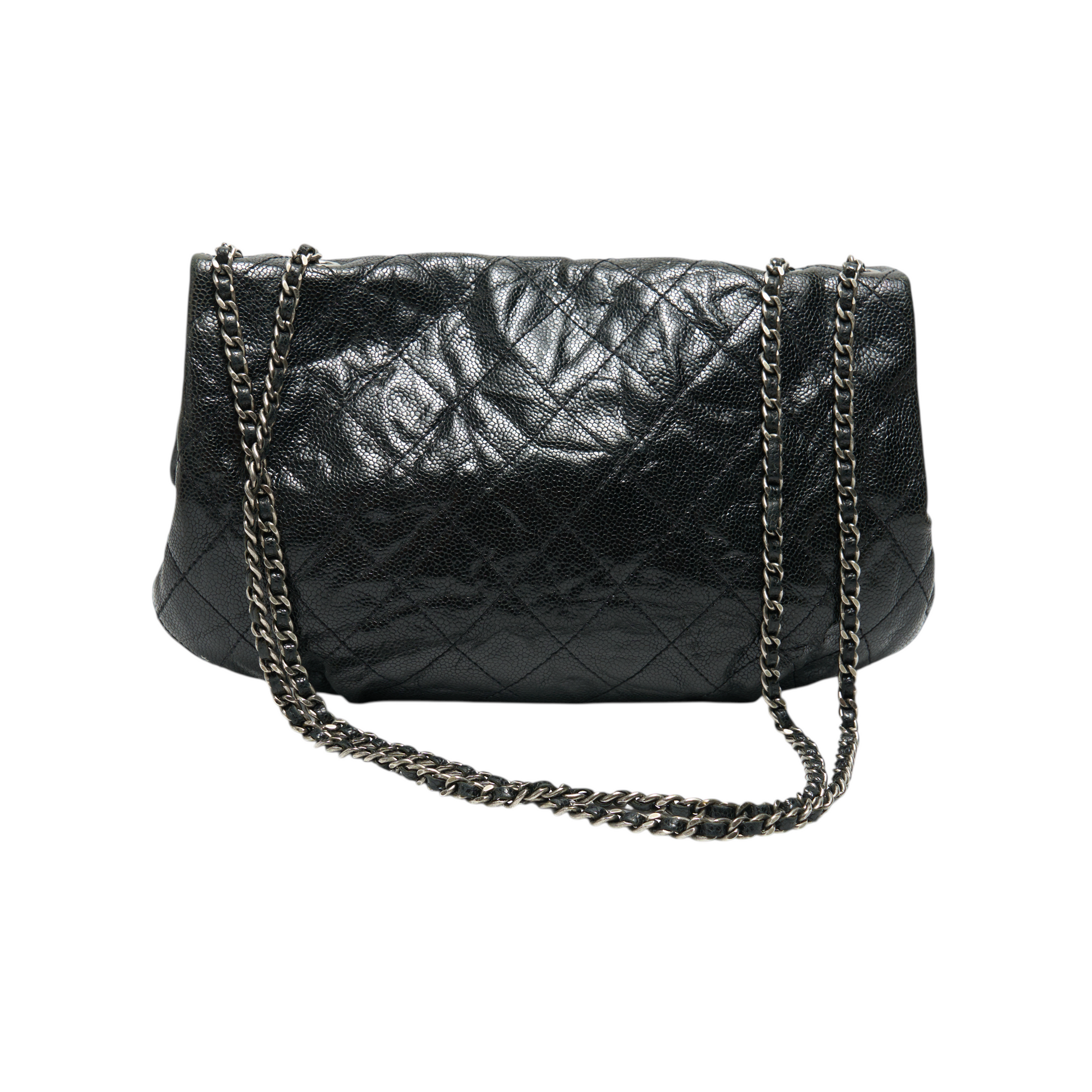 chanel 2000s black ruched shoulder bag