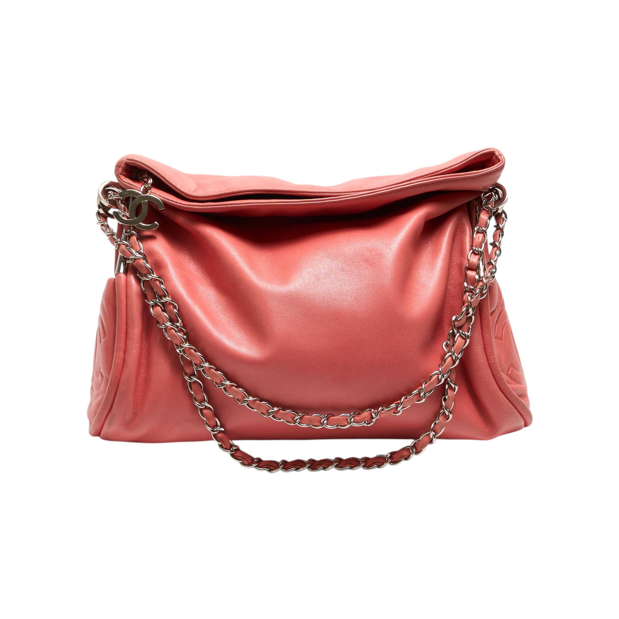 chanel 2000s coral pink shoulder bag