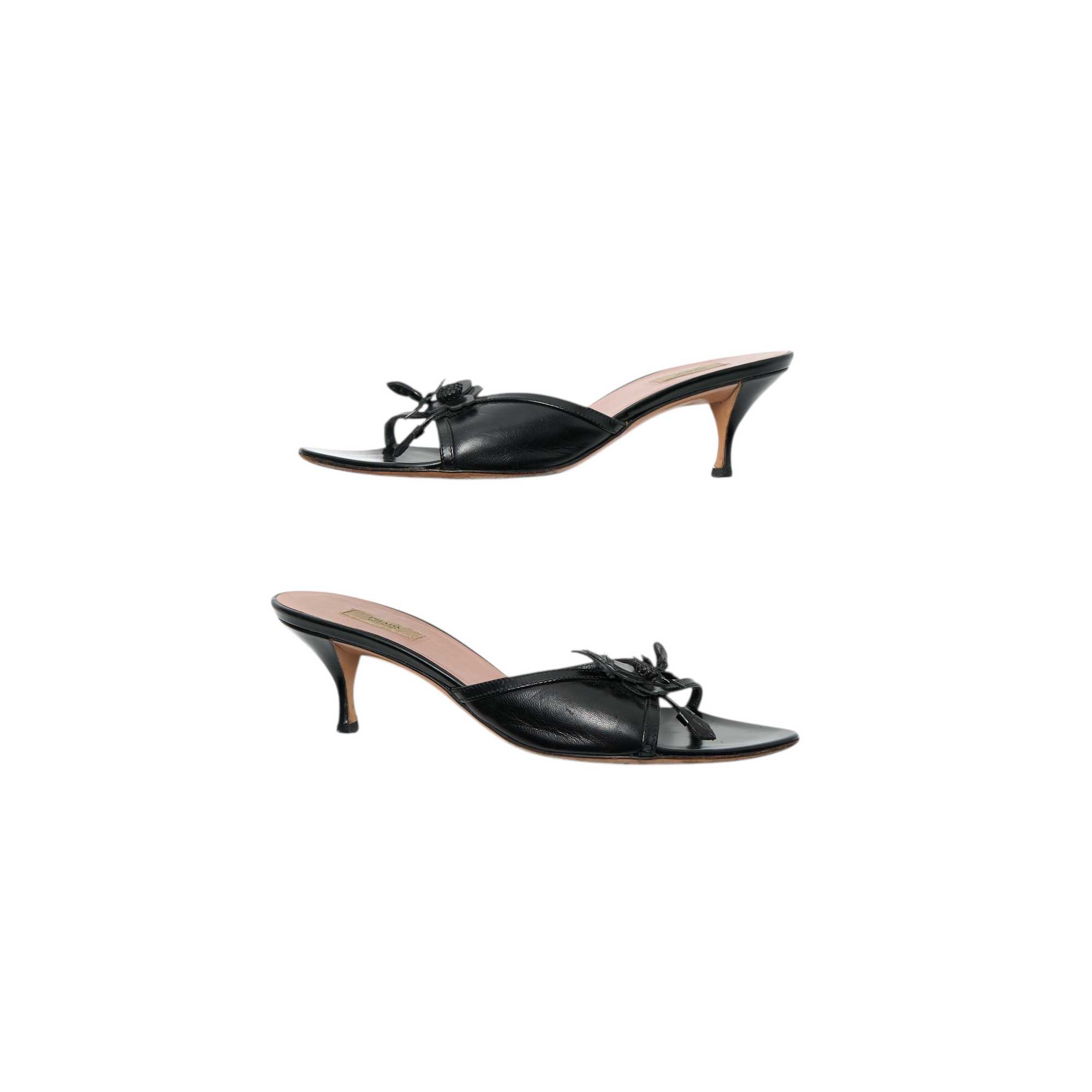 prada 2000s black flower heels