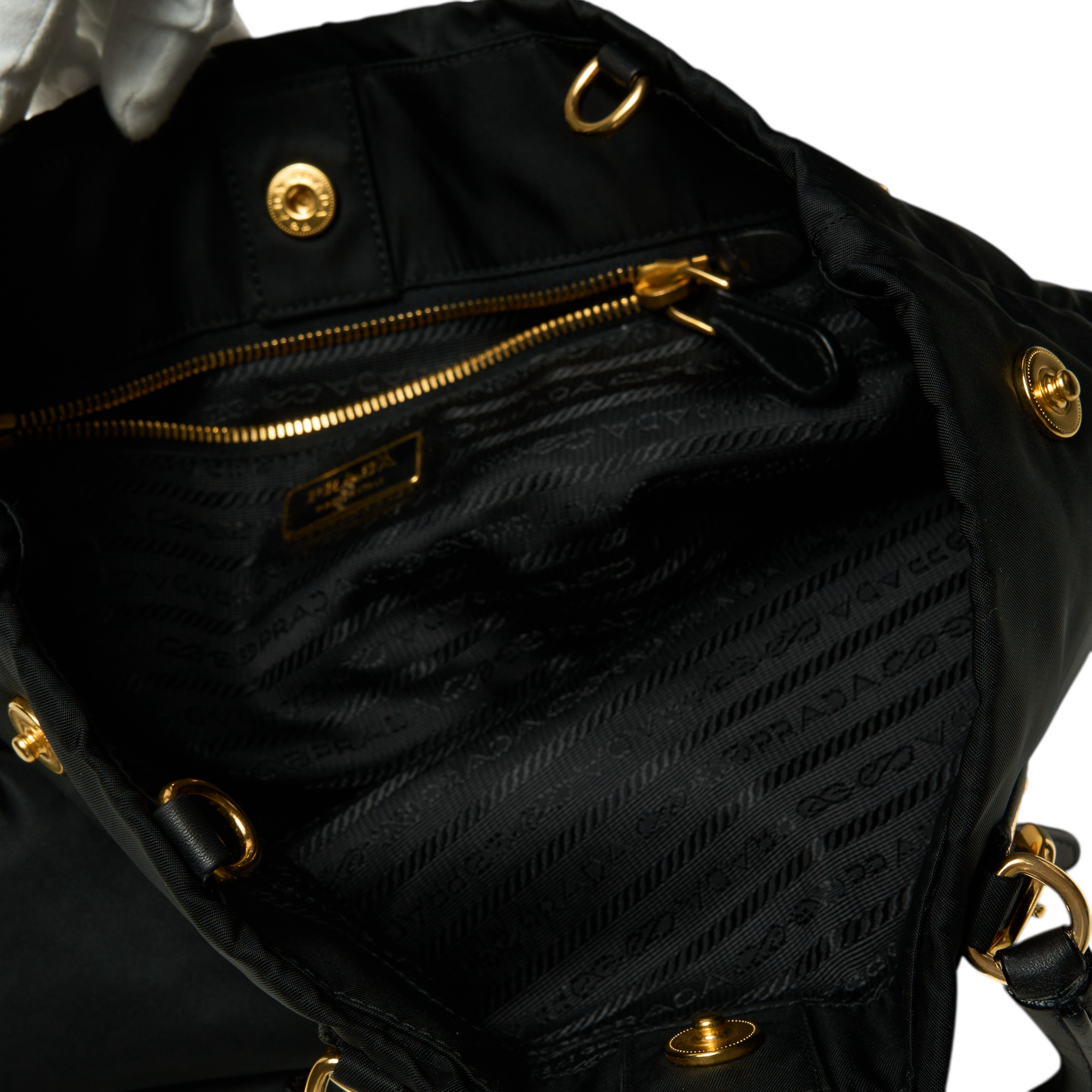 prada black nylon hand bag