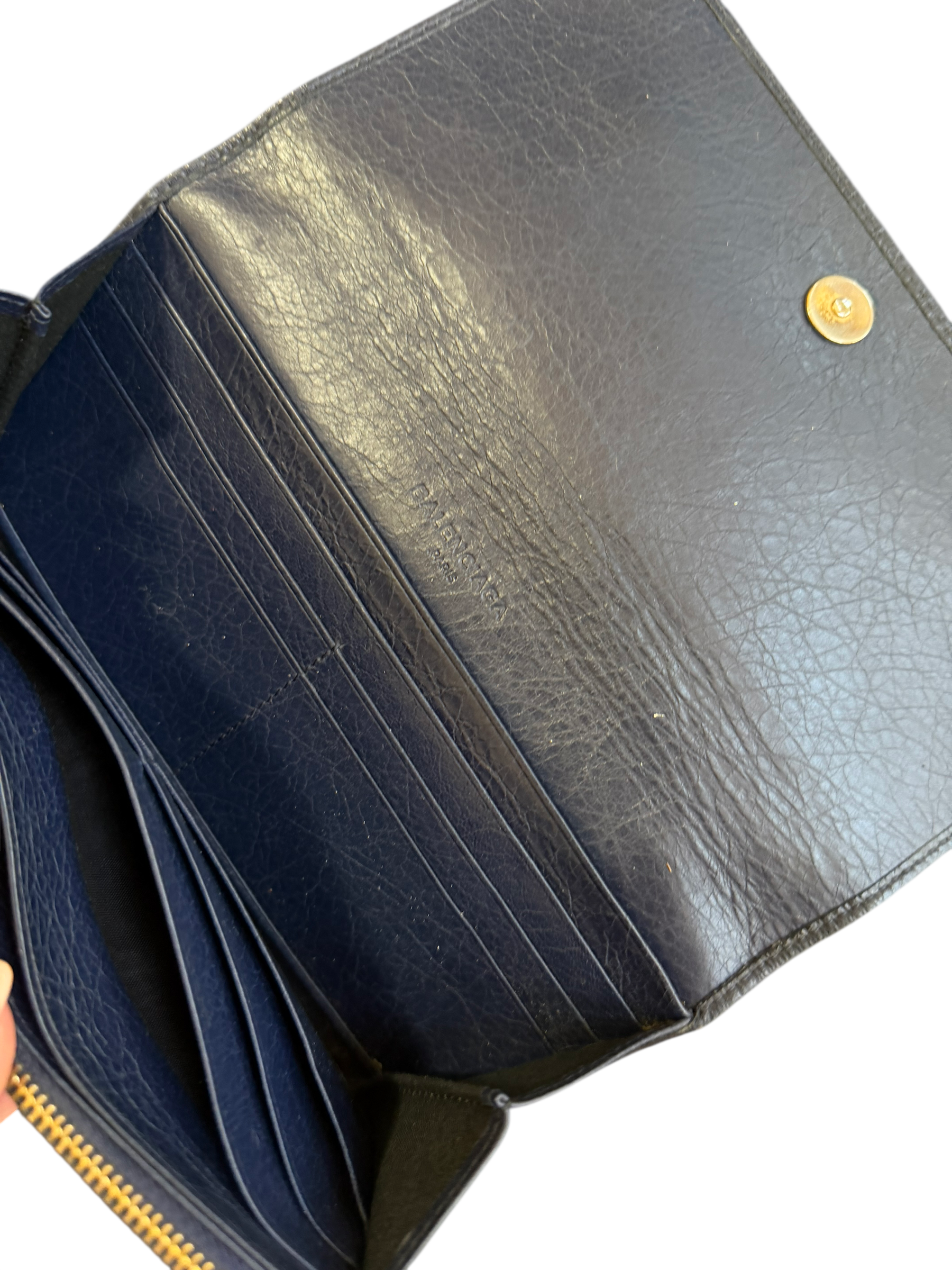 balenciaga 2000s navy blue city wallet