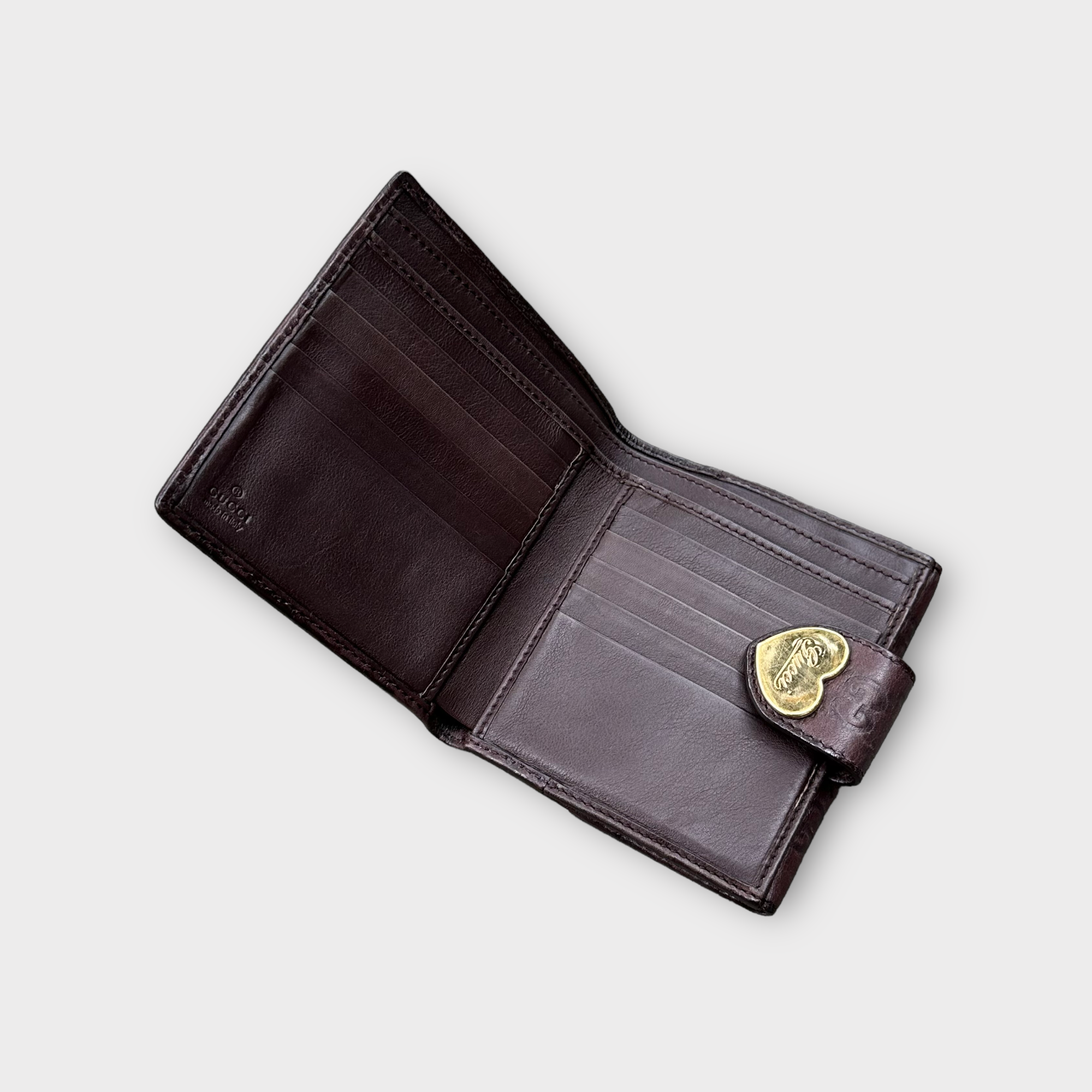 gucci 2000s brown heart wallet