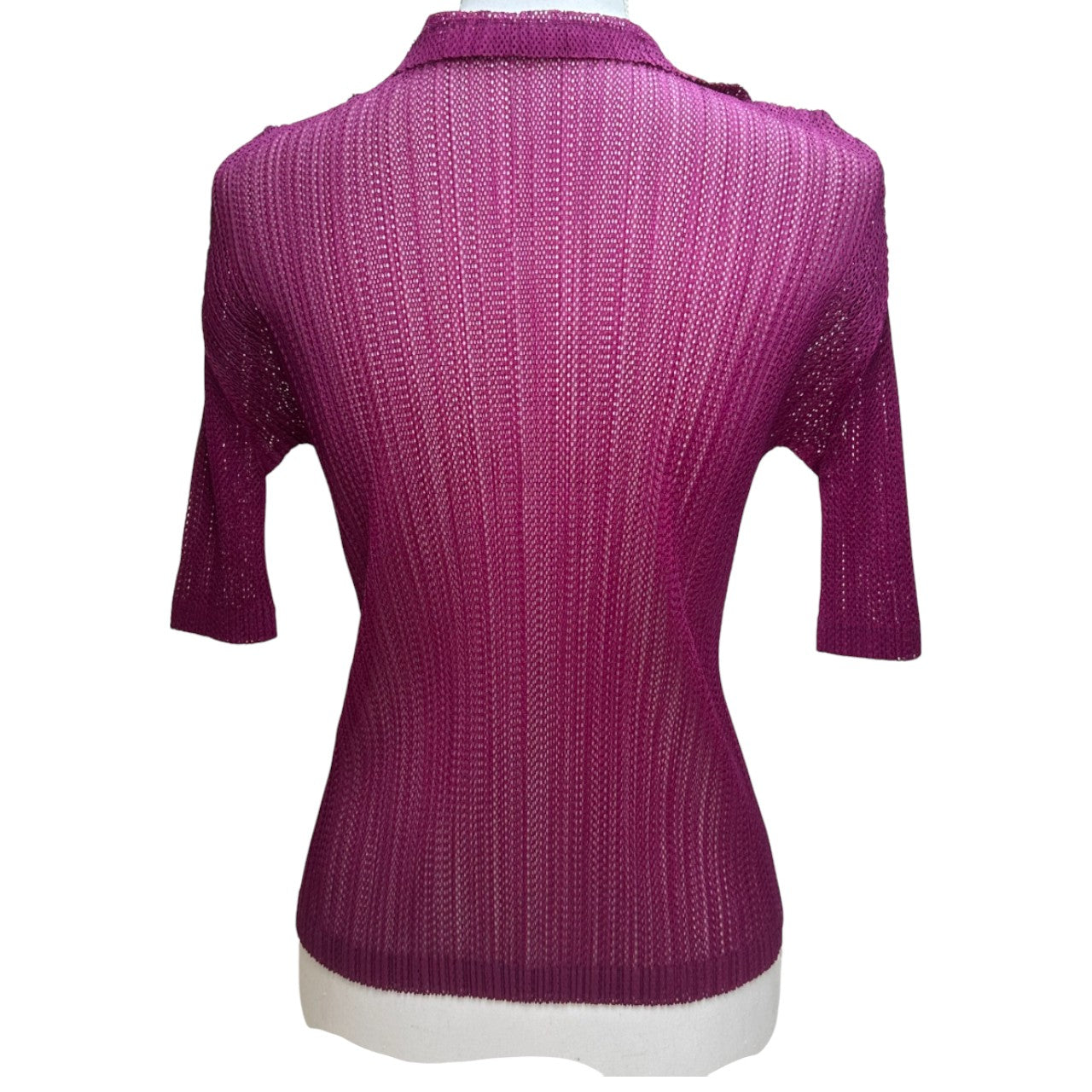 issey miyake pink quarter sleeve top