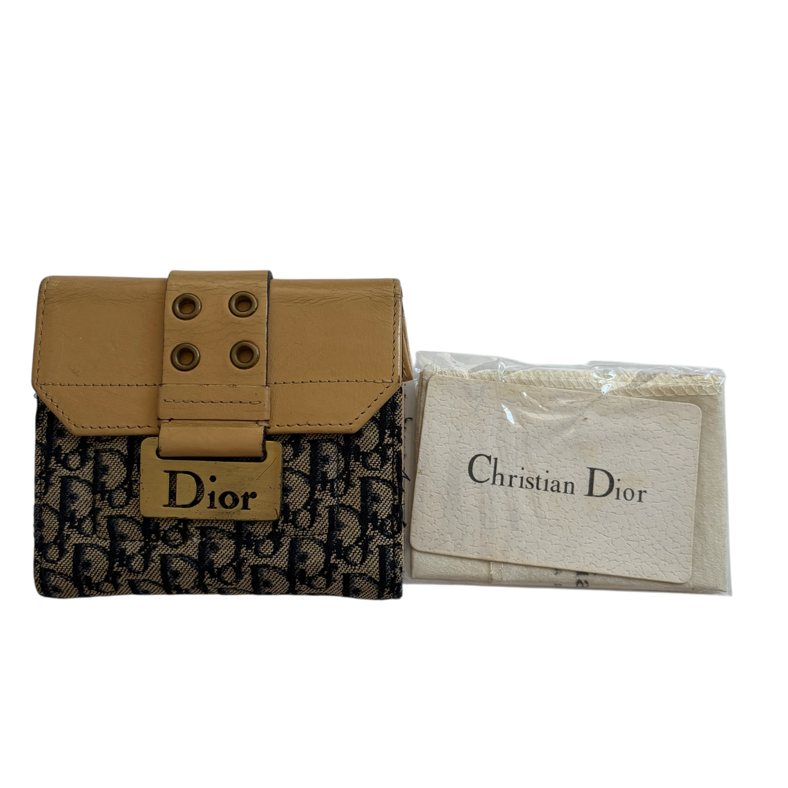 christian dior 2000s tan columbus wallet