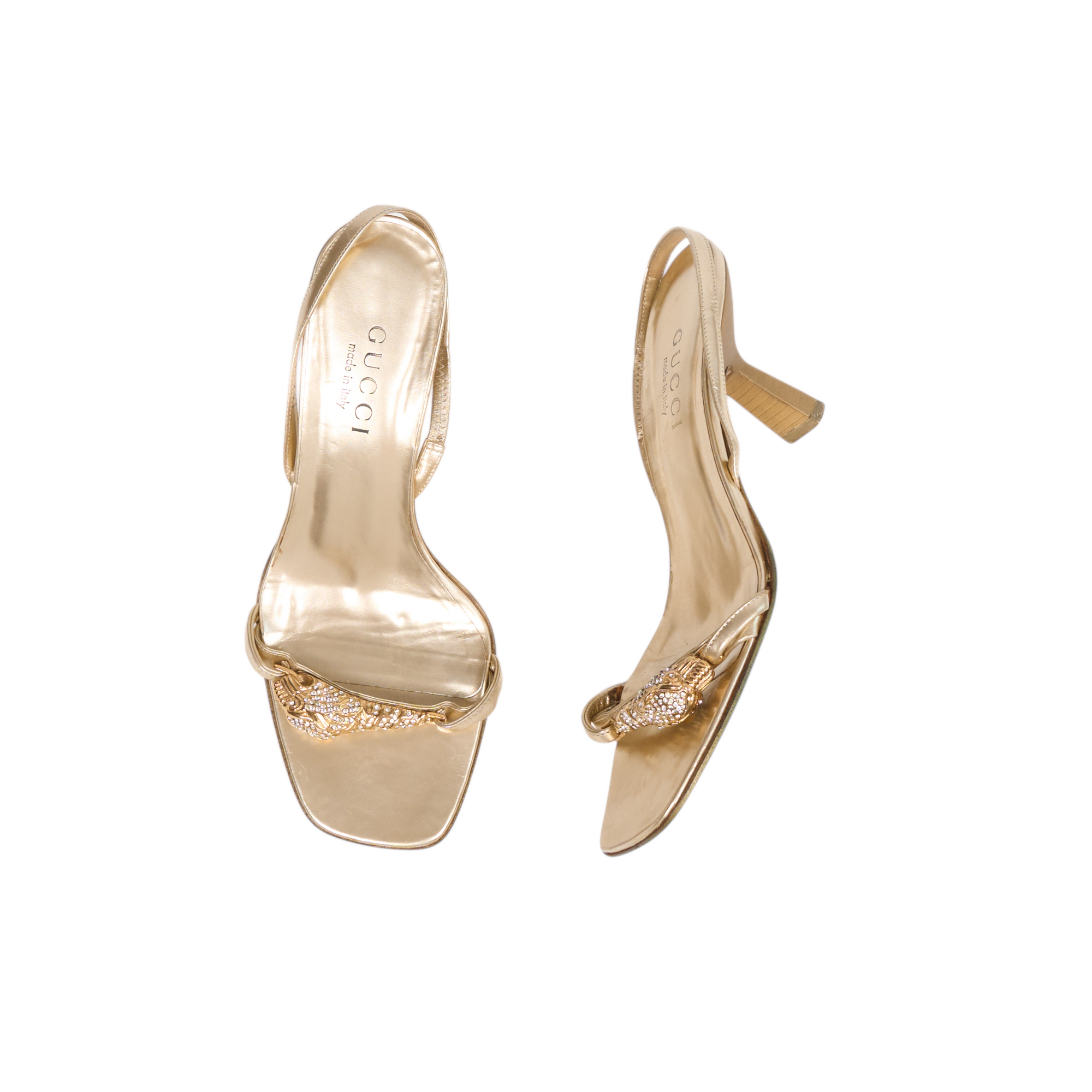 gucci 2000s gold tiger heels