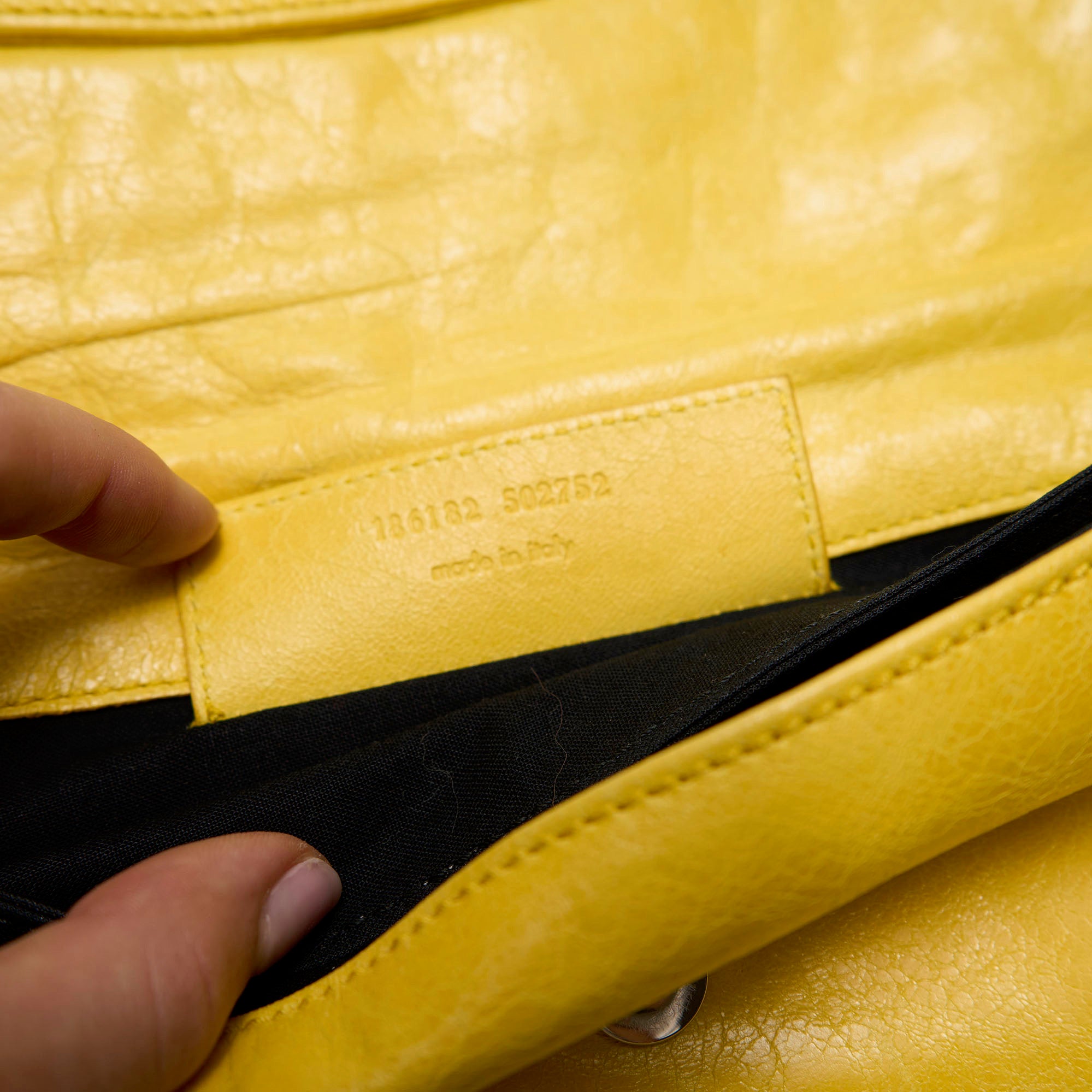 balenciaga 2000s yellow city clutch bag