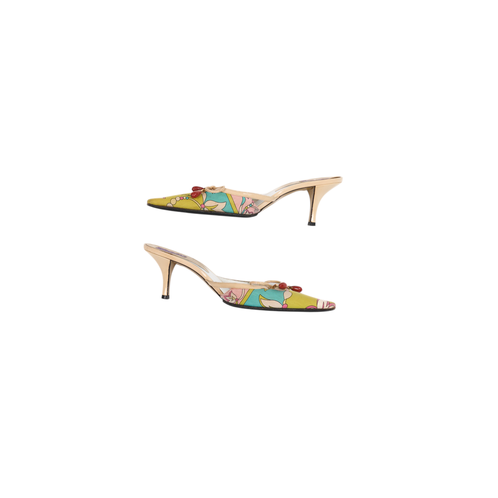 emilio pucci 2000s green kitten heels