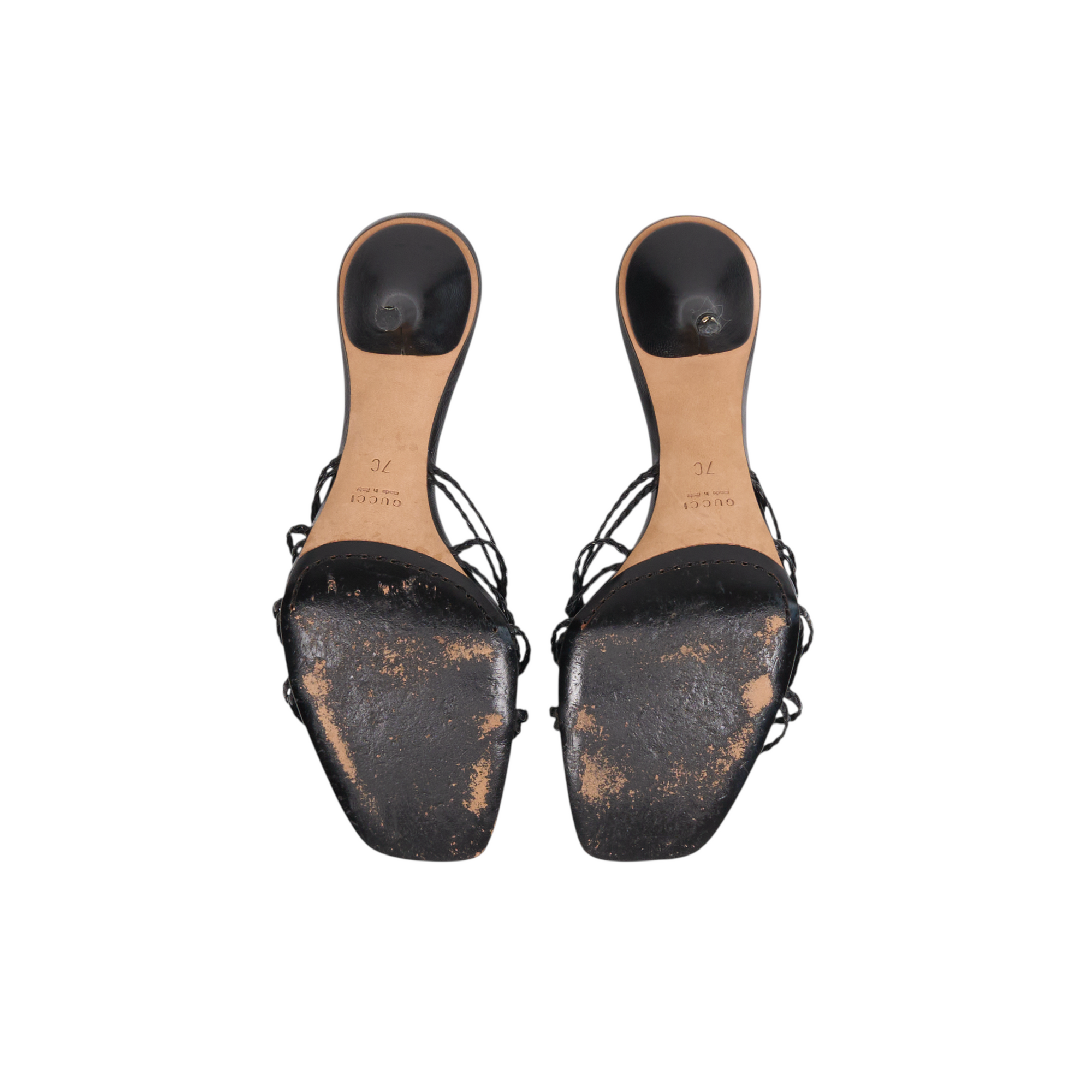 gucci 2000s black braided heels