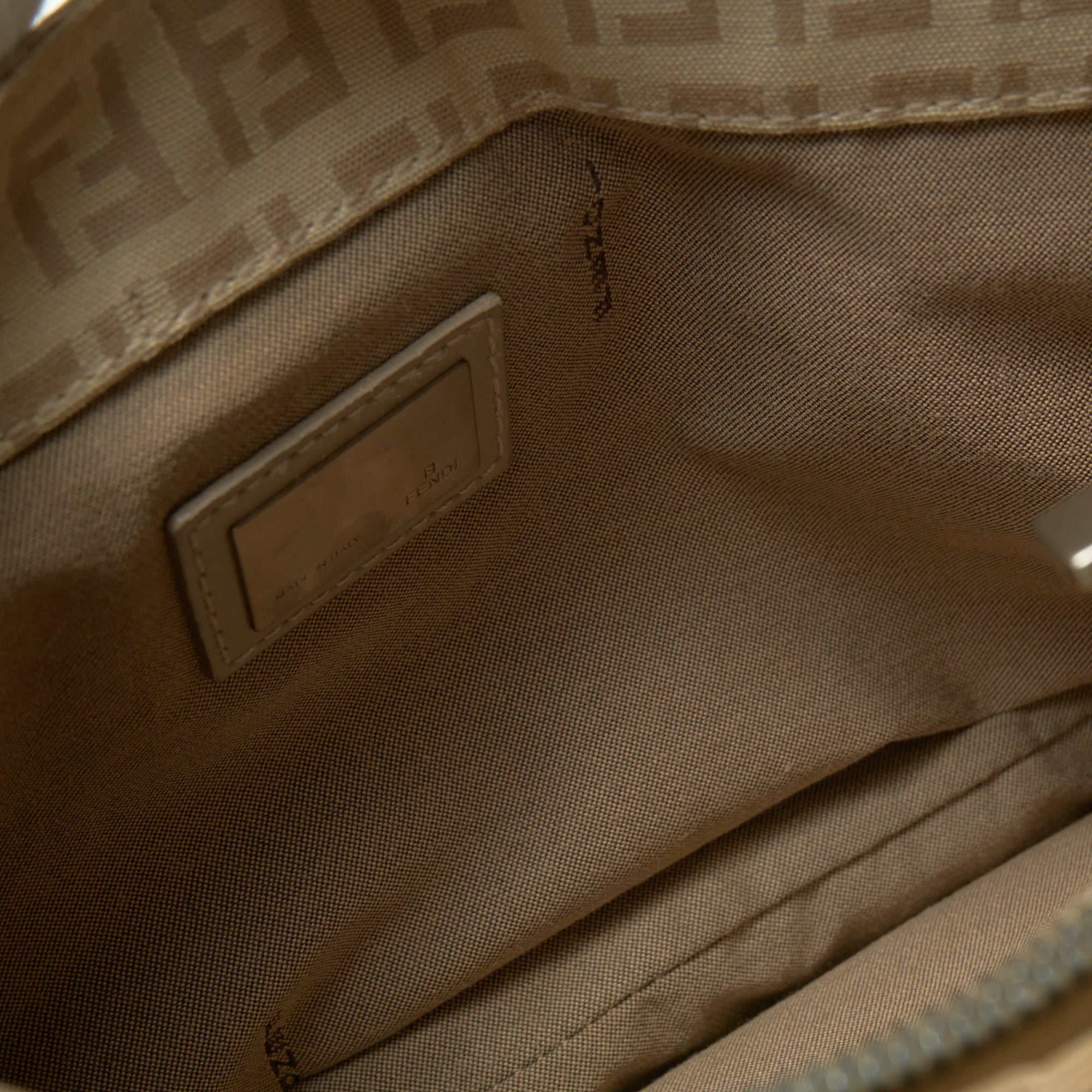 fendi 2000s tan bucket baguette bag
