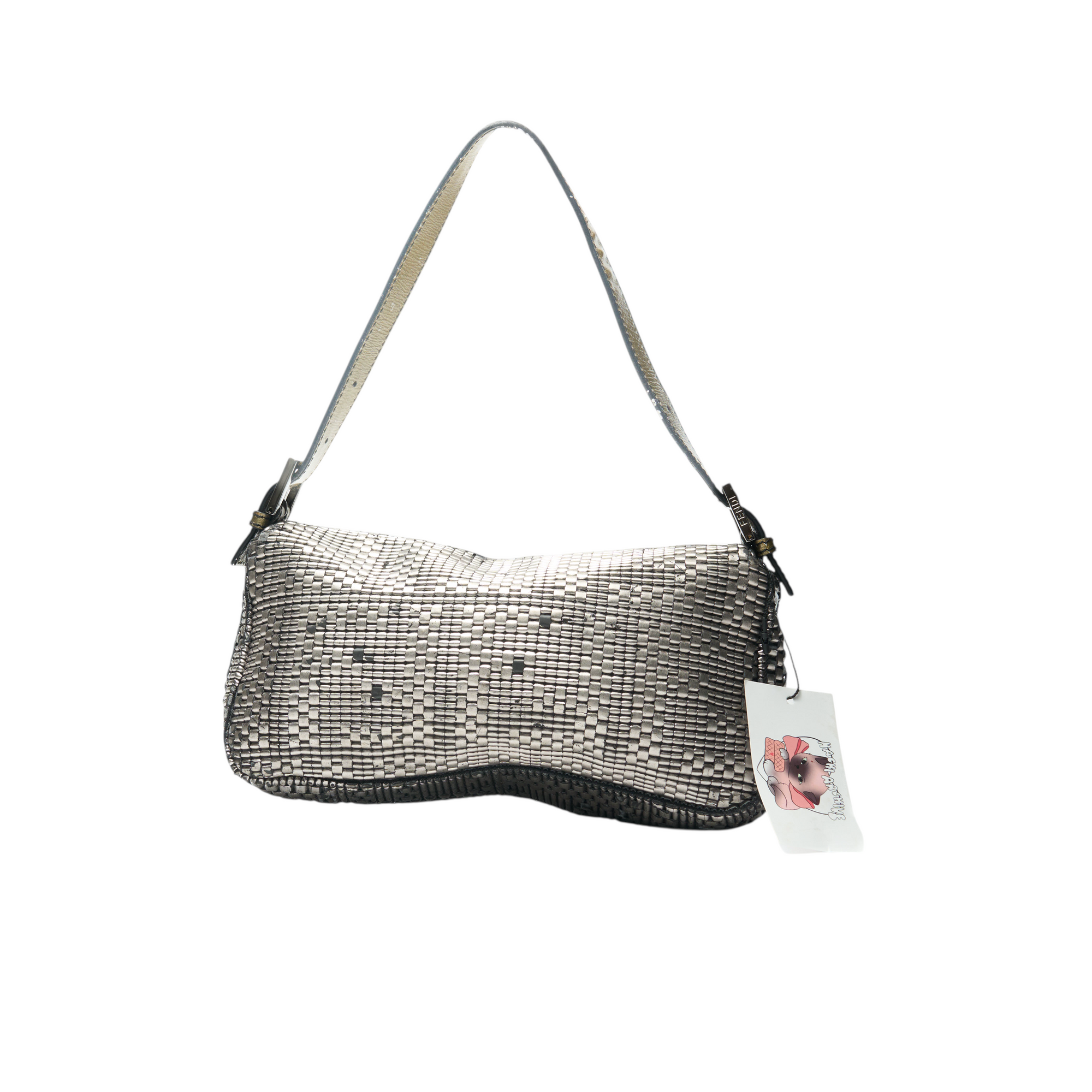 fendi 2000s silver baguette bag