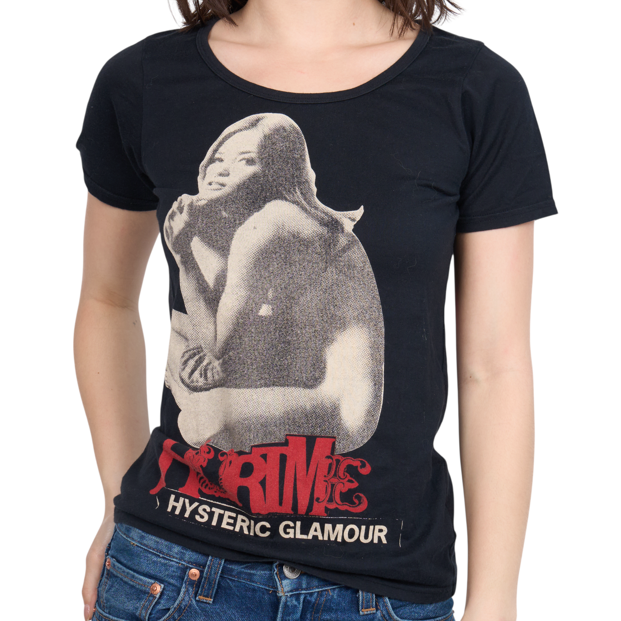 hysteric glamour black top with girl design