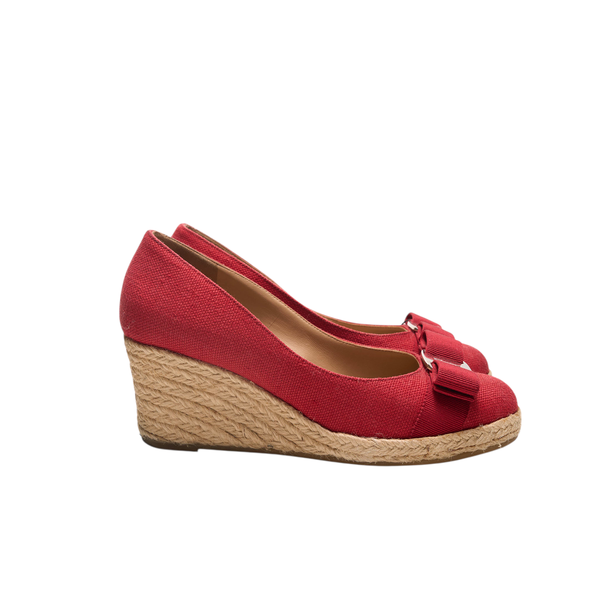 salvatore ferragamo red wedge heels