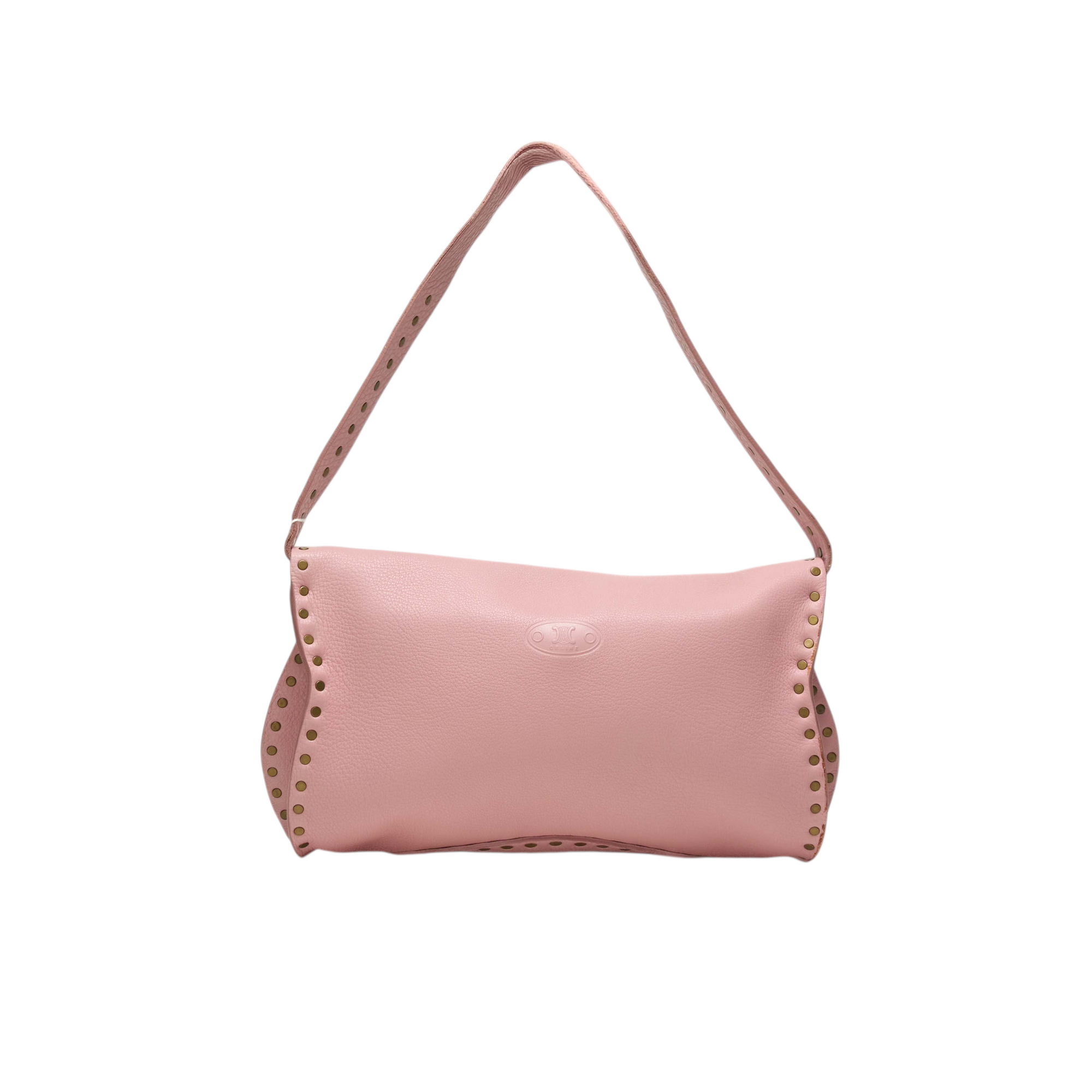 celine 2000s pink studded shoulder bag