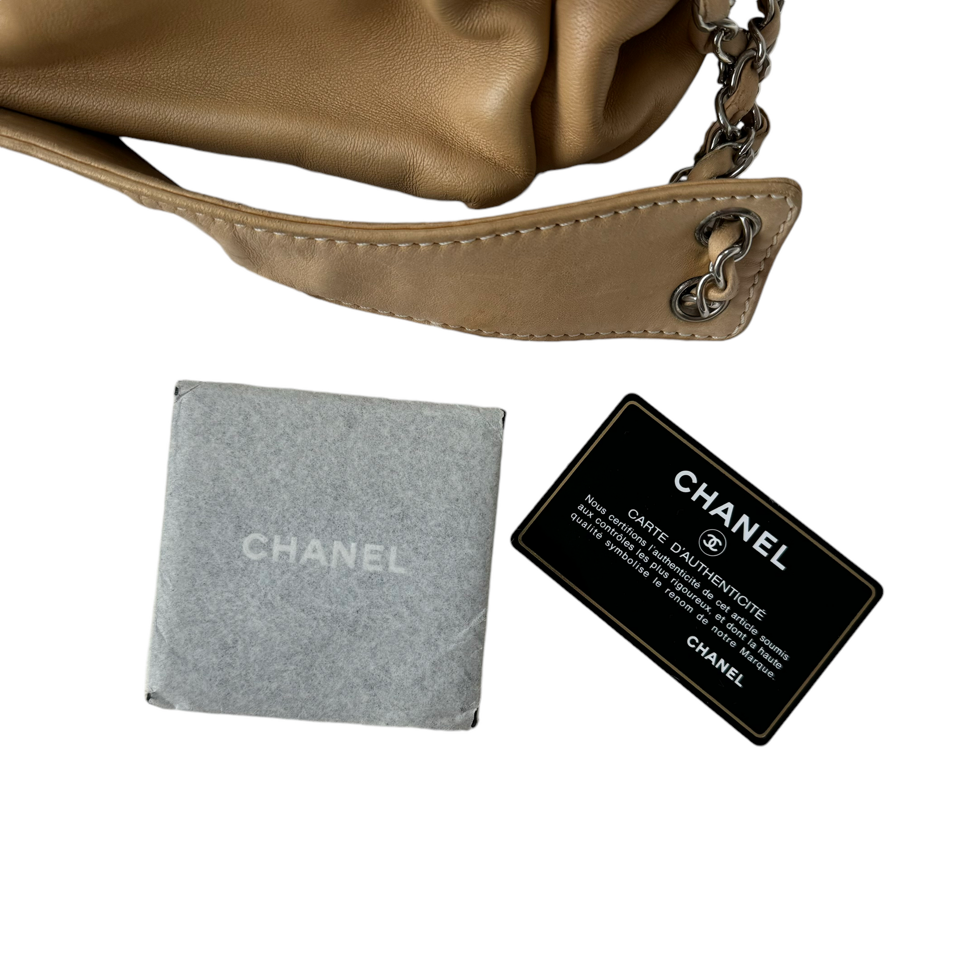 chanel 2000s beige shoulder bag