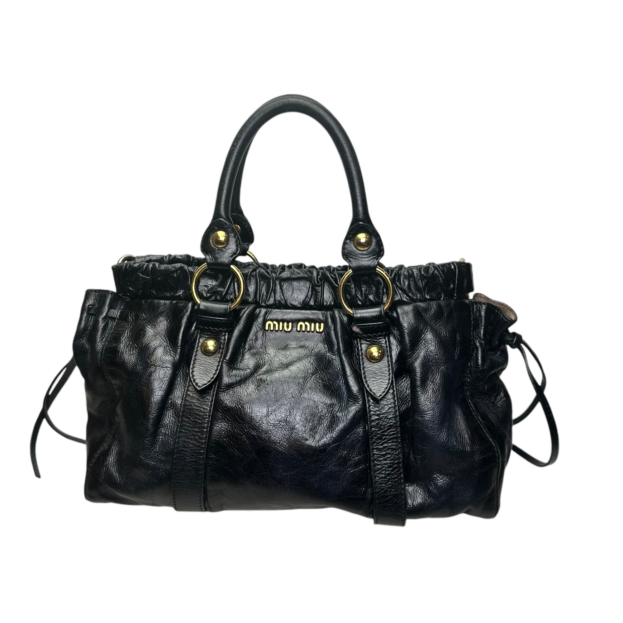 miu miu 2000s black vitello shoulder bag