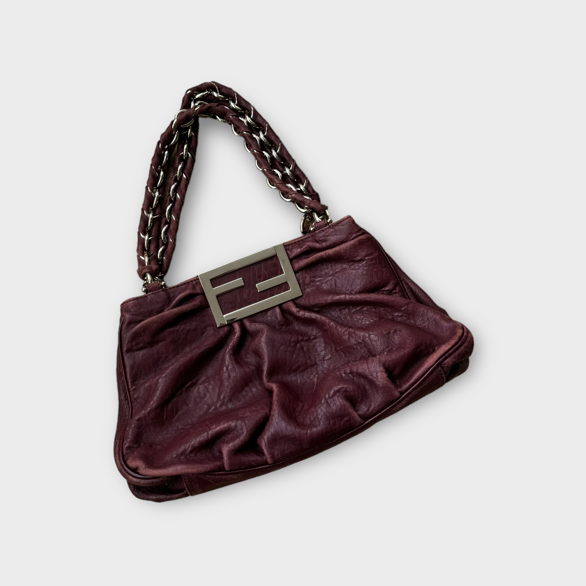 fendi 2000s burgundy mia bag