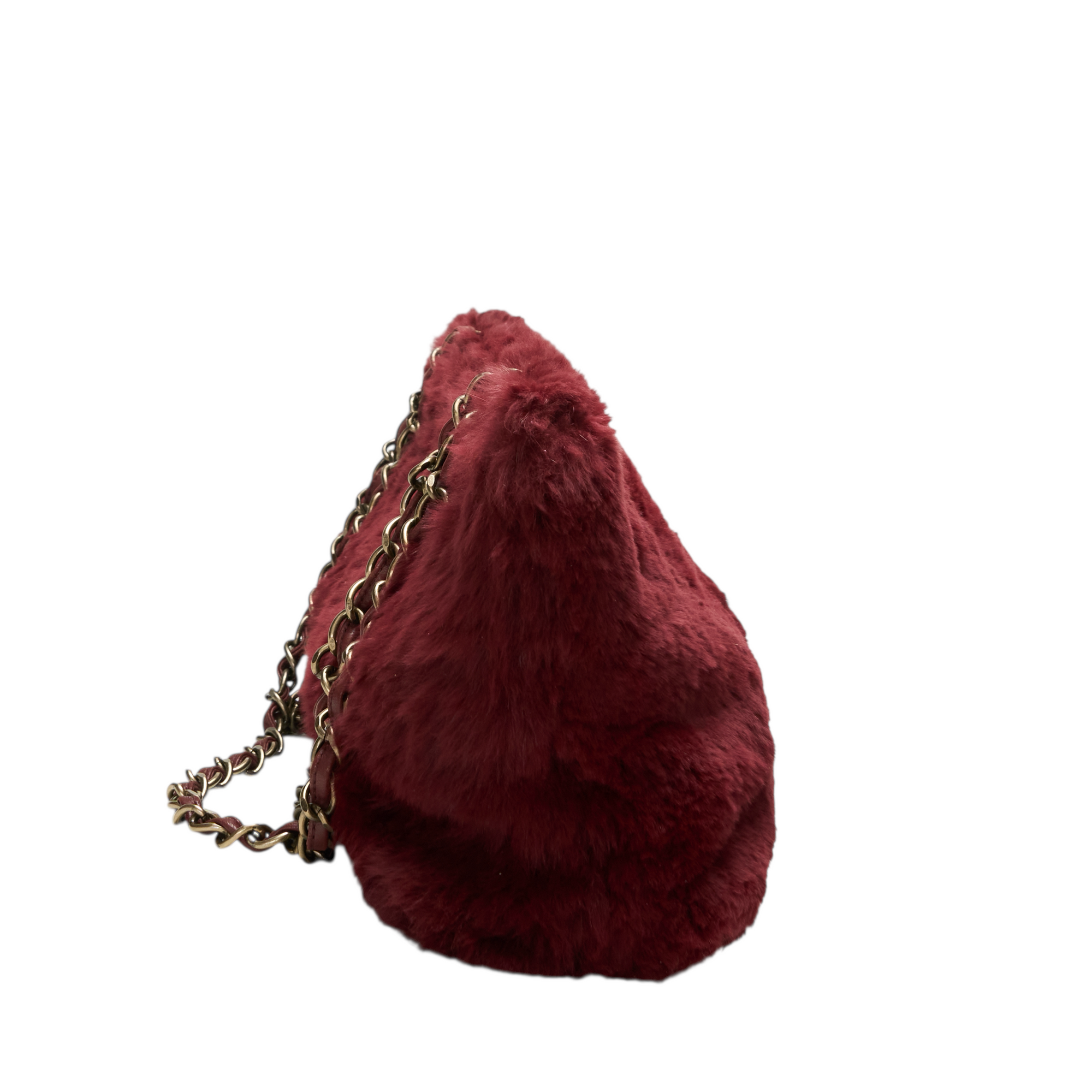 chanel 2001 red lapin fur bag