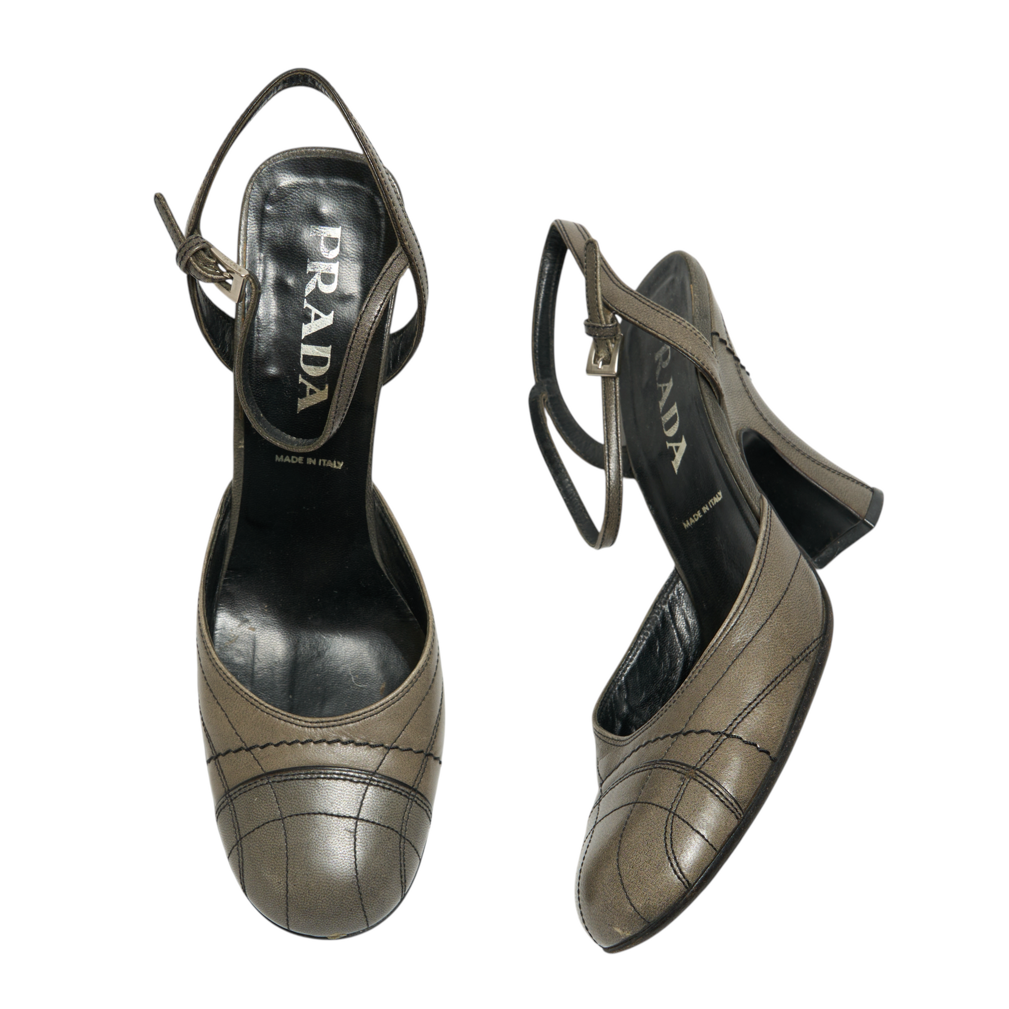 prada 2000s gray slingback heels
