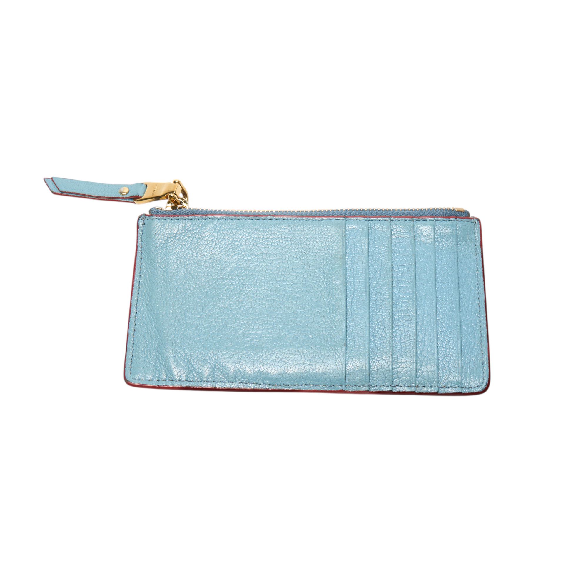 miu miu blue heart long wallet
