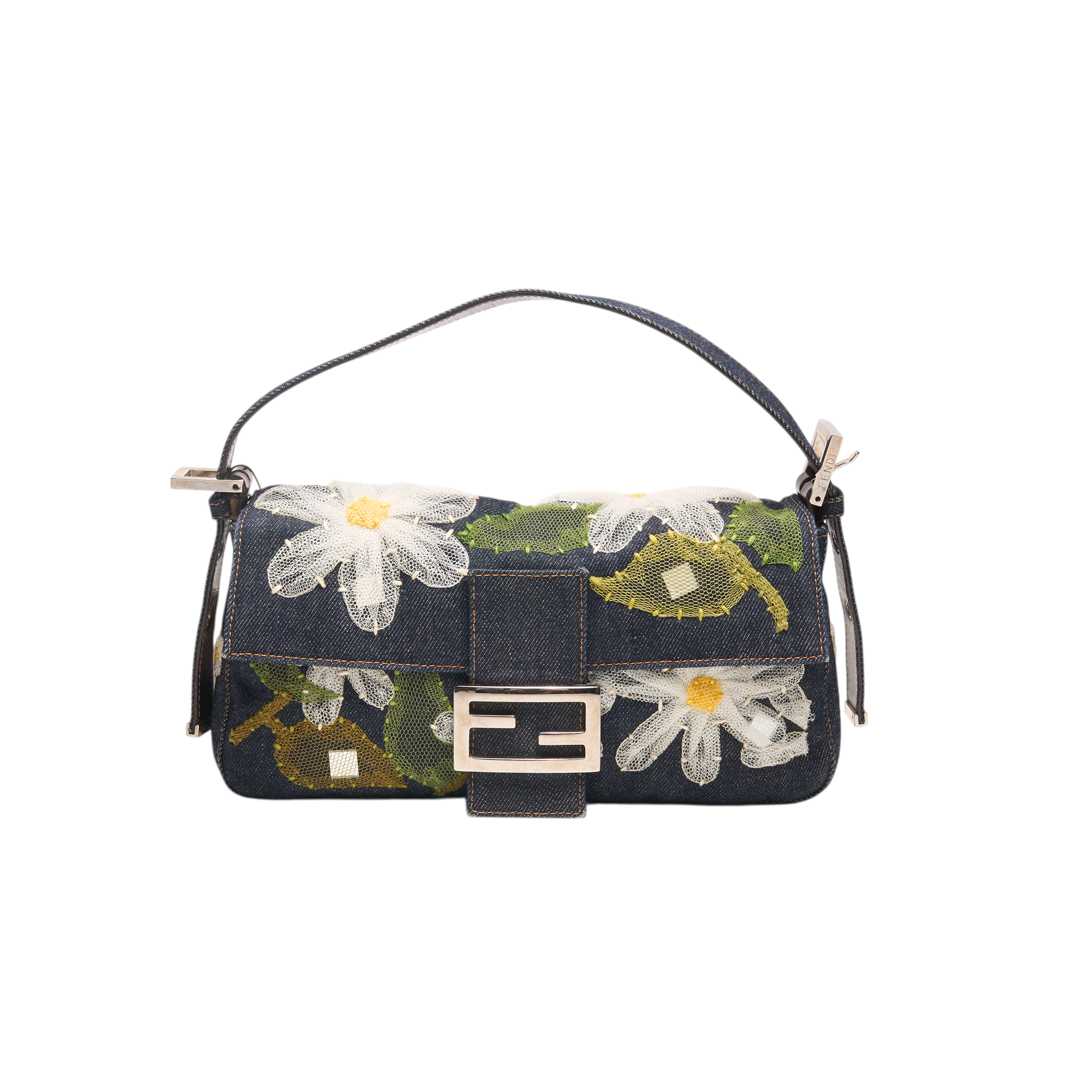 fendi 2000s denim baguette bag