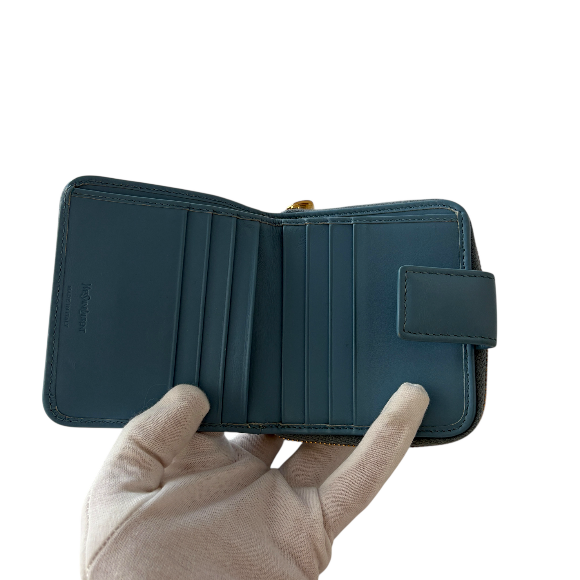 ysl blue wallet