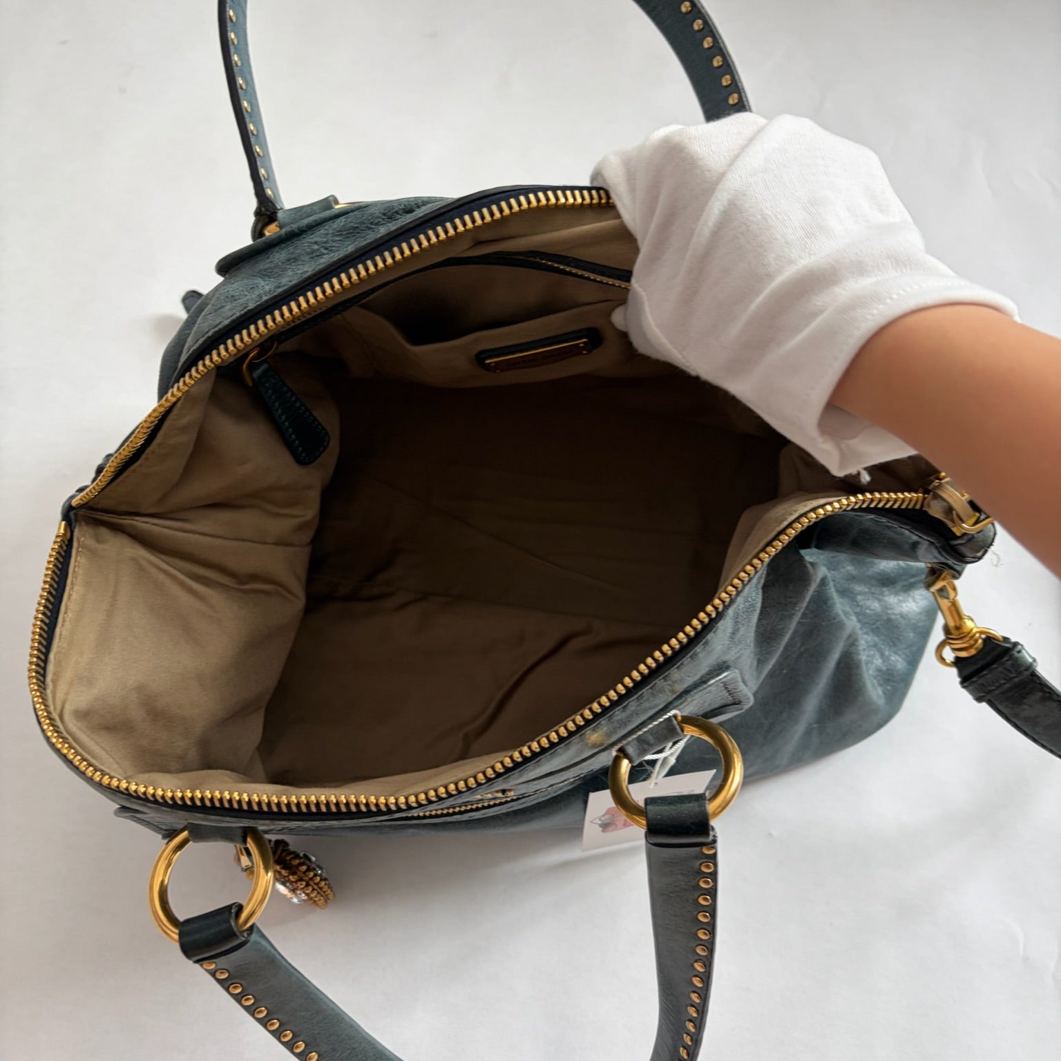 miu miu 2000s blue vitello bag