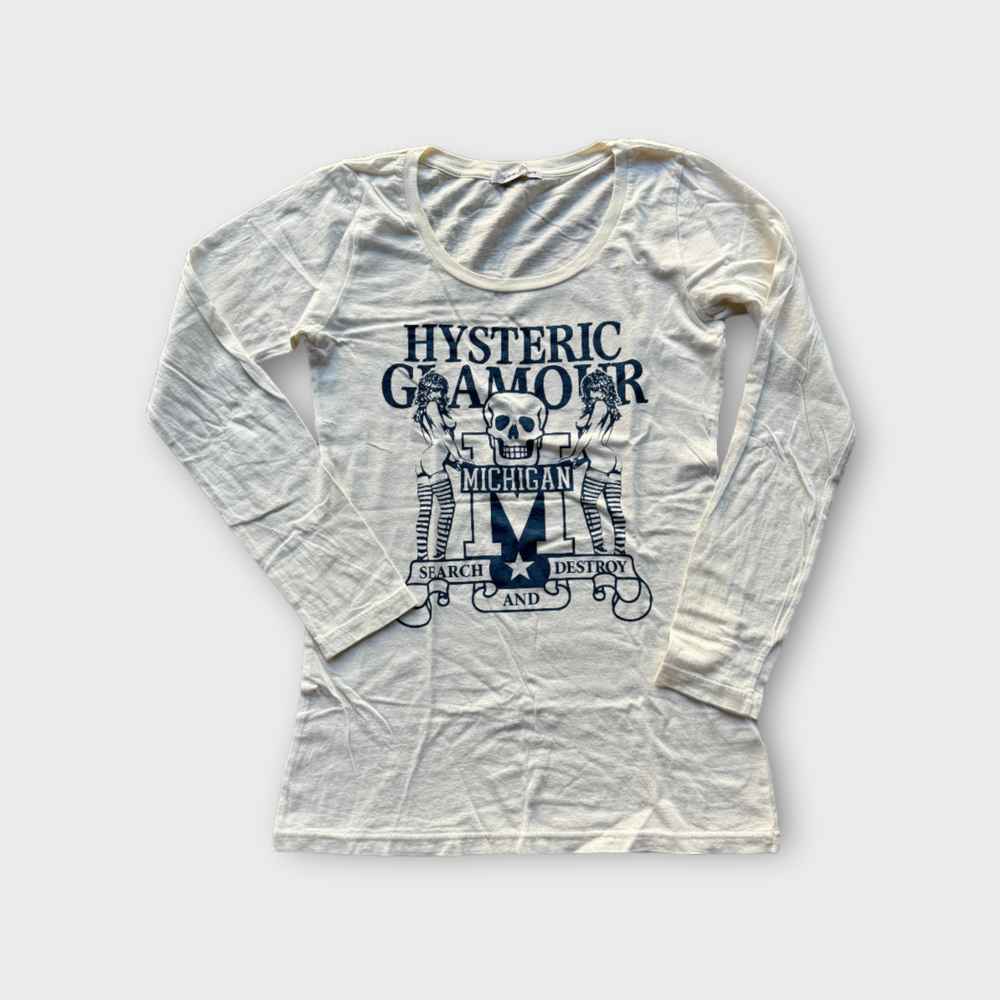 hysteric glamour search and destroy white long sleeve top