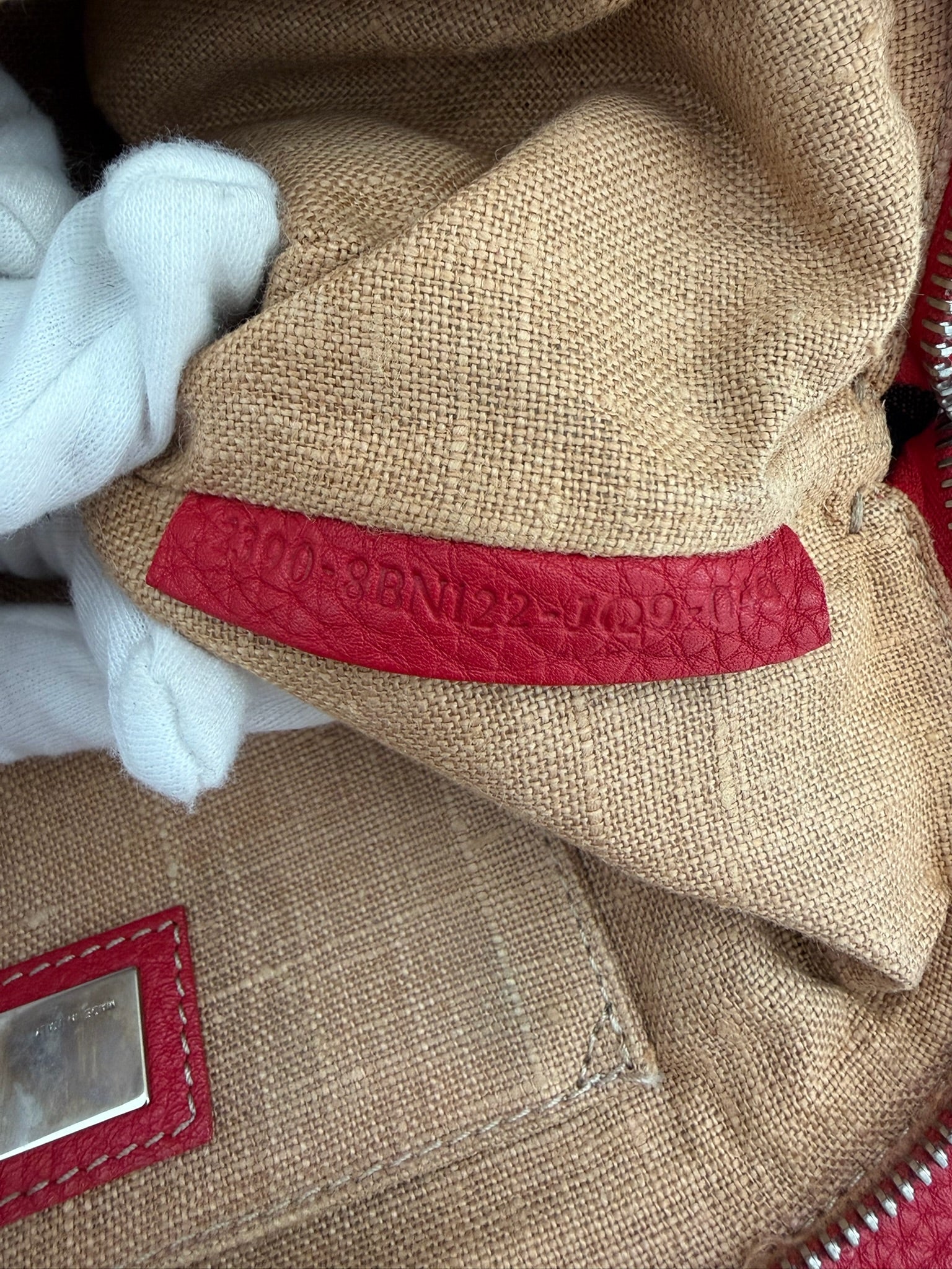fendi 2000s red selleria hand bag