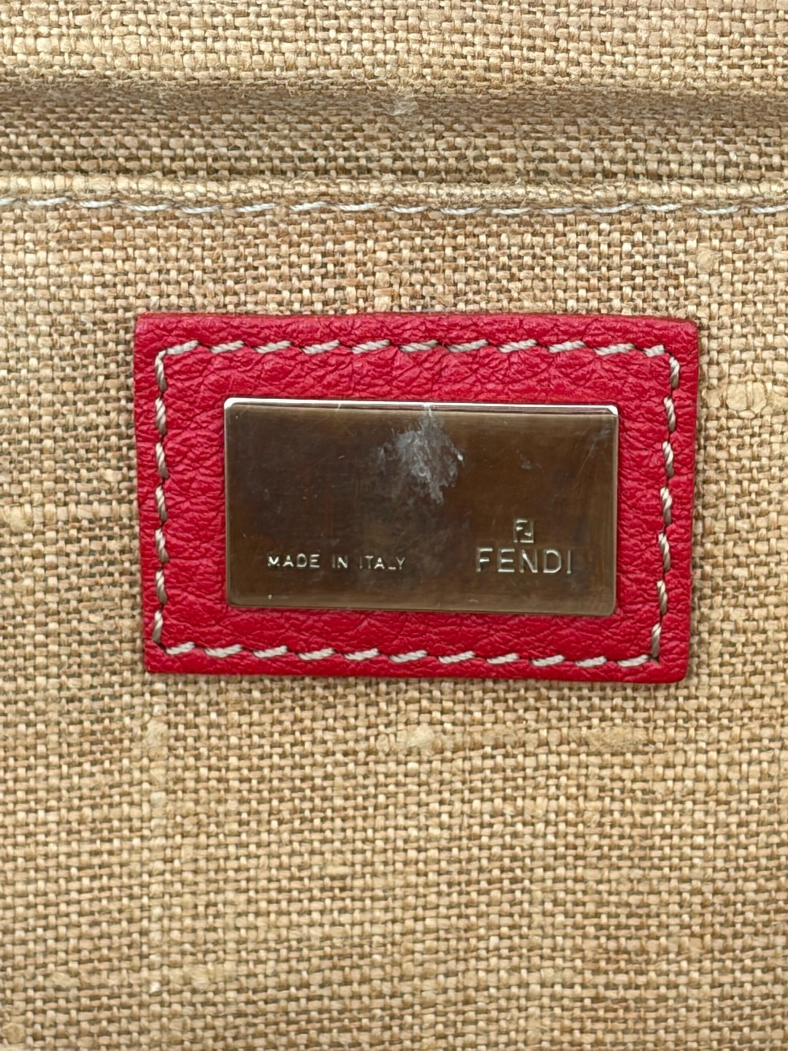 fendi 2000s red selleria hand bag