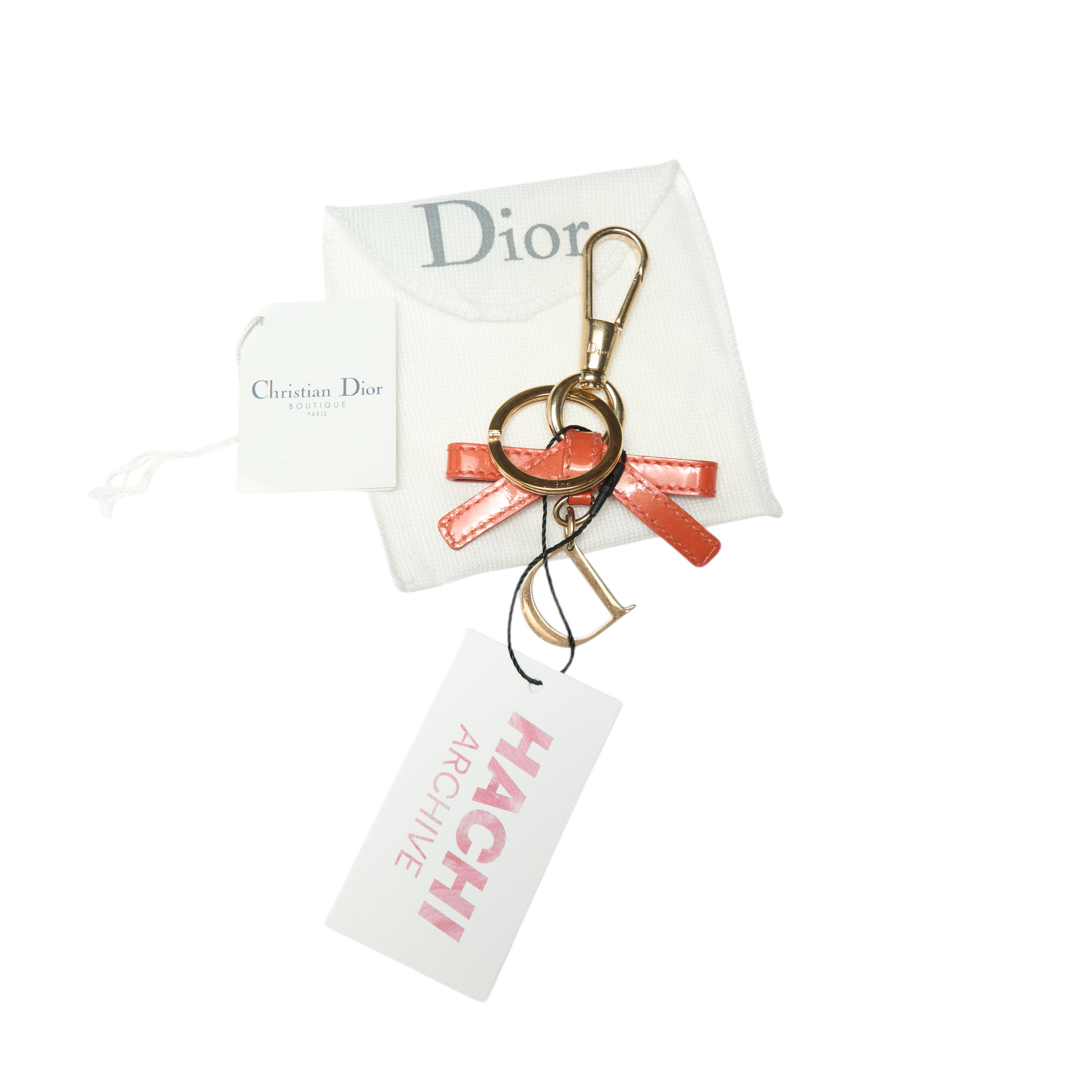 christian dior 2000s orange bow keychain