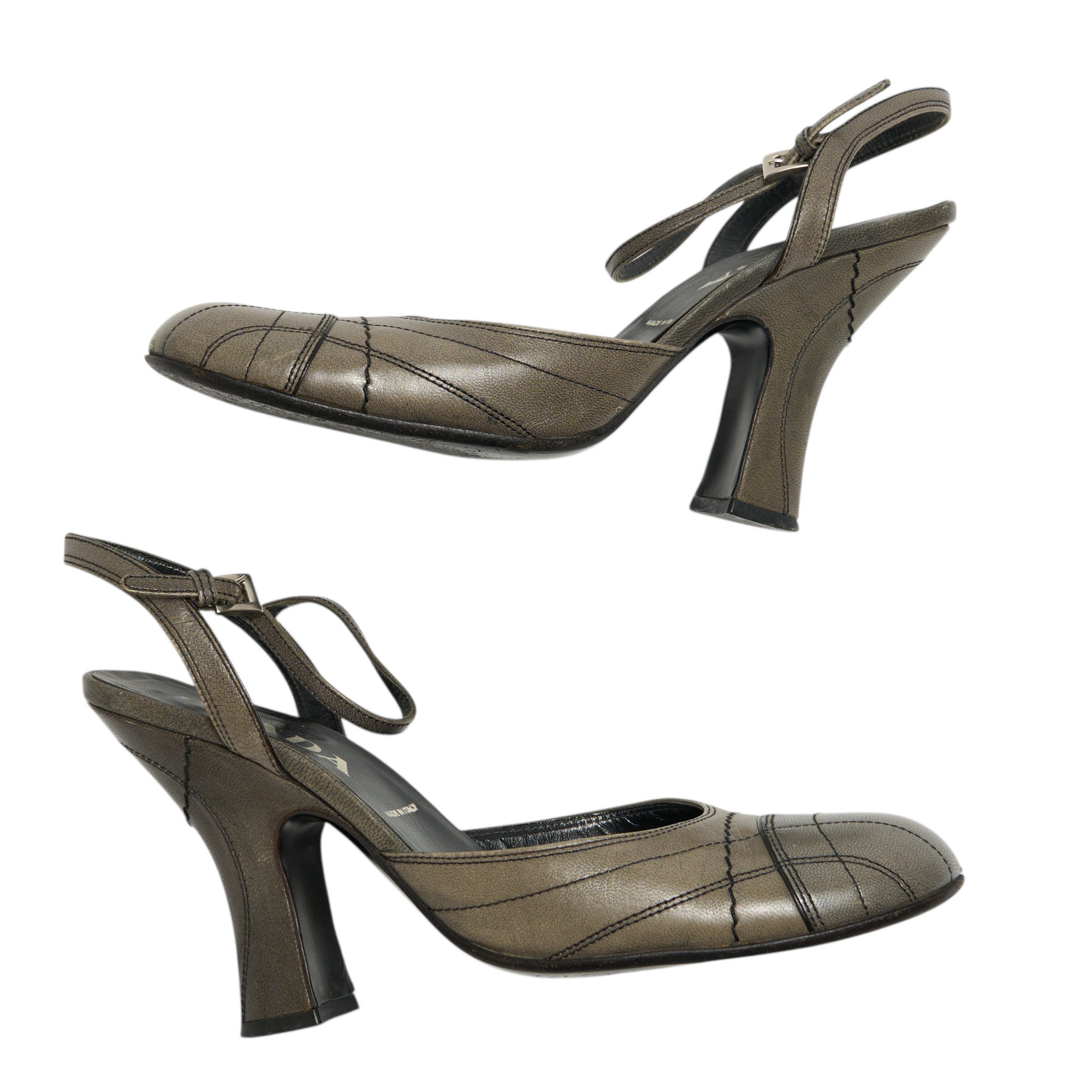 prada 2000s gray slingback heels