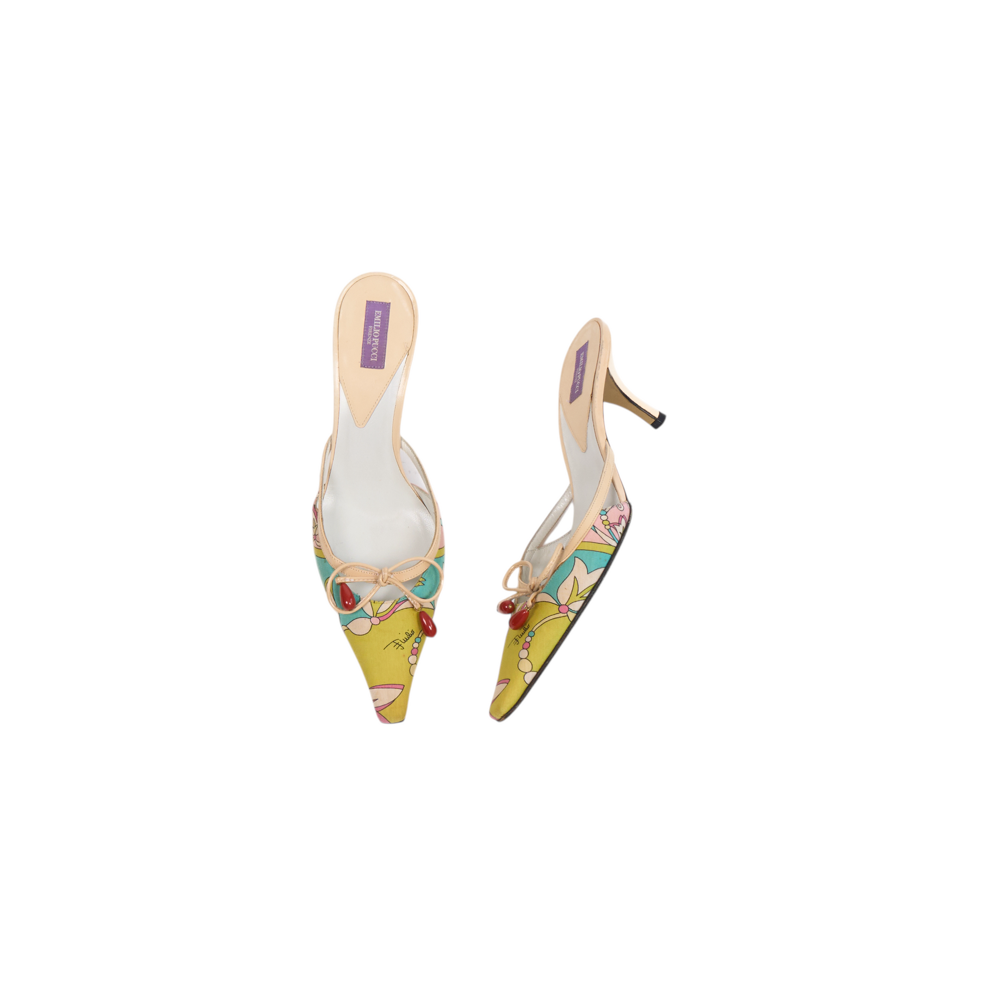 emilio pucci 2000s green kitten heels