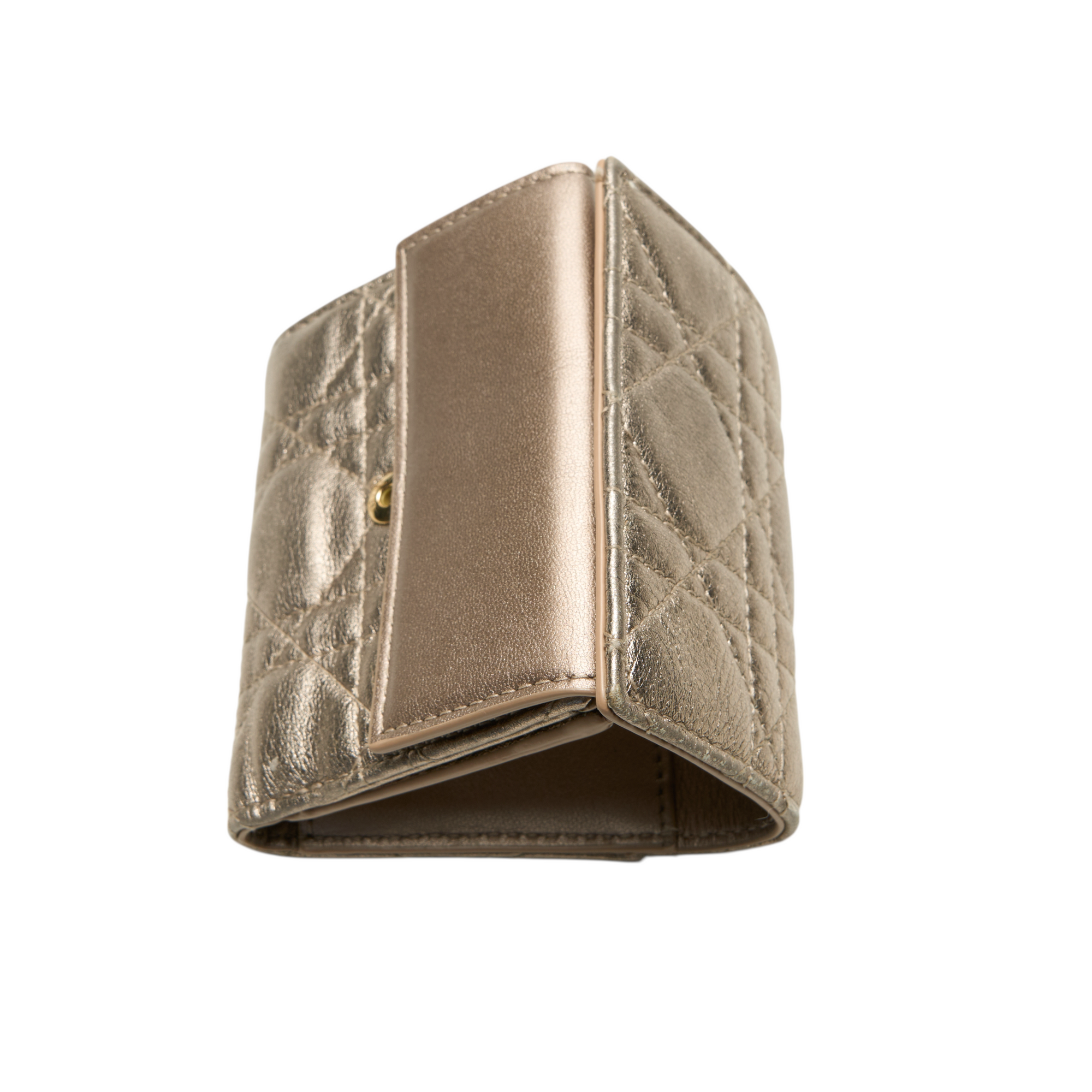 christian dior gold cannage wallet