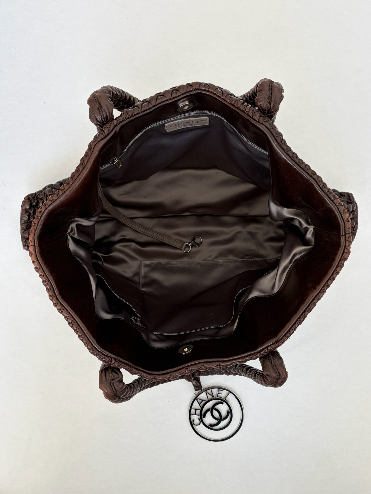 chanel 2000s brown bubble tote bag