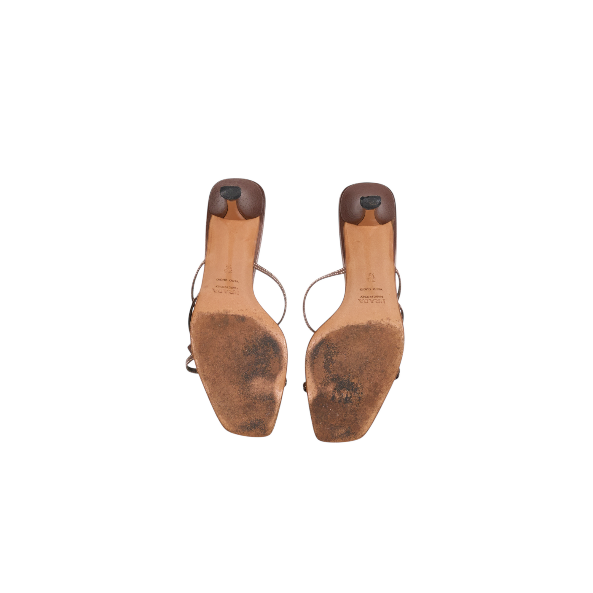 prada 2000s brown floral heels