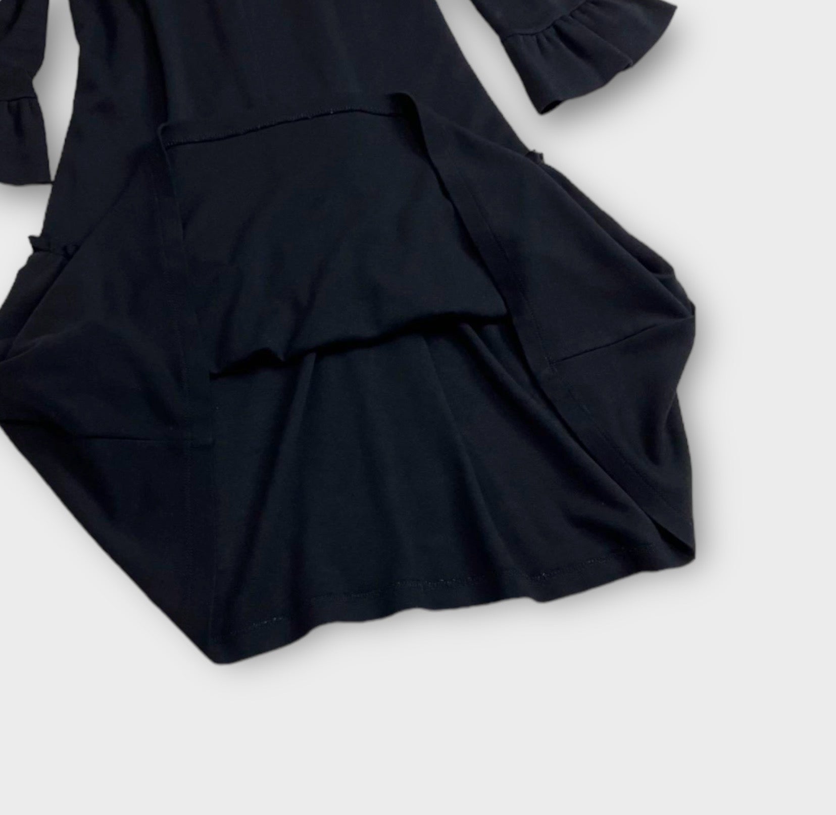 miu miu black dress with ruffle details