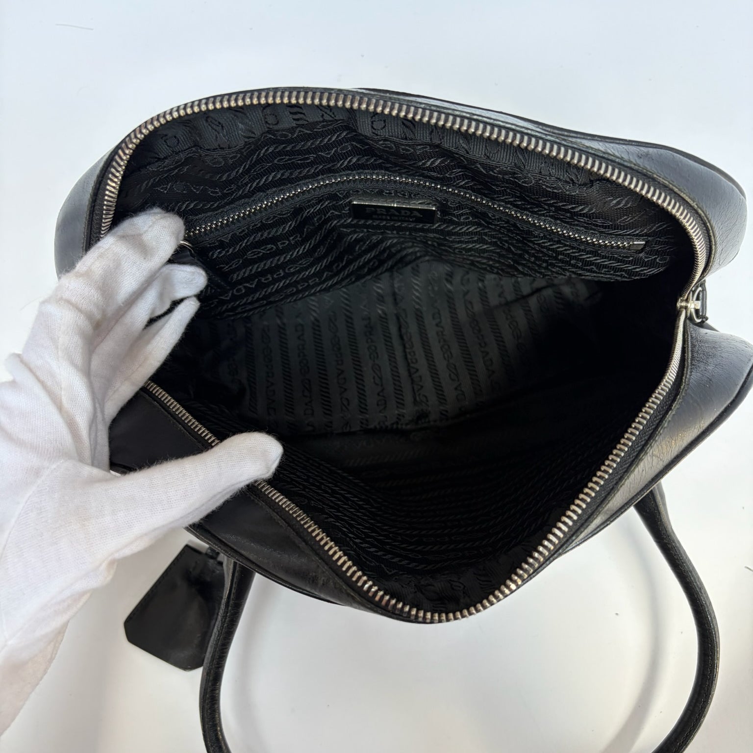 prada s/s 2000 full black bowler bag