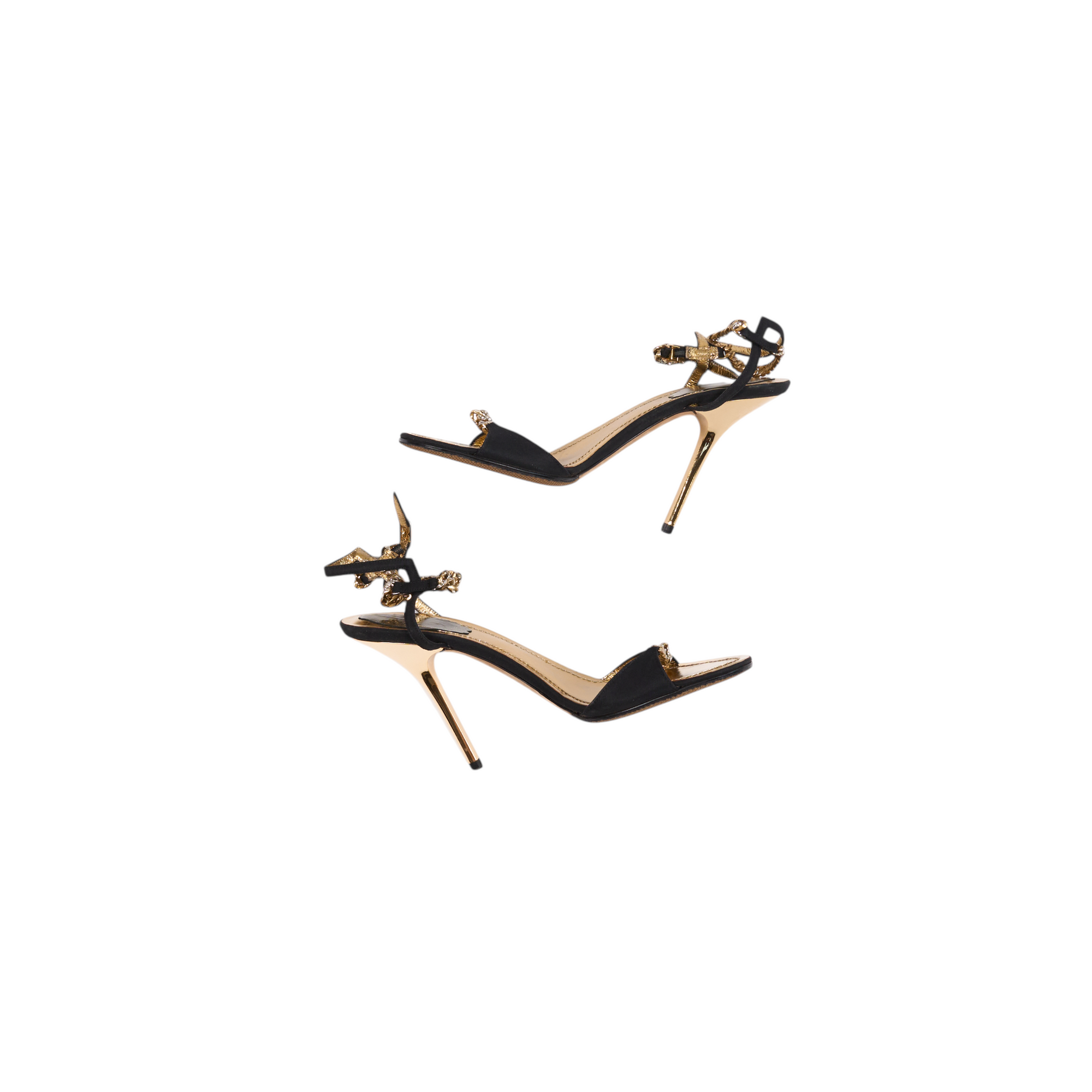 rene caovilla 2000s black and gold heels
