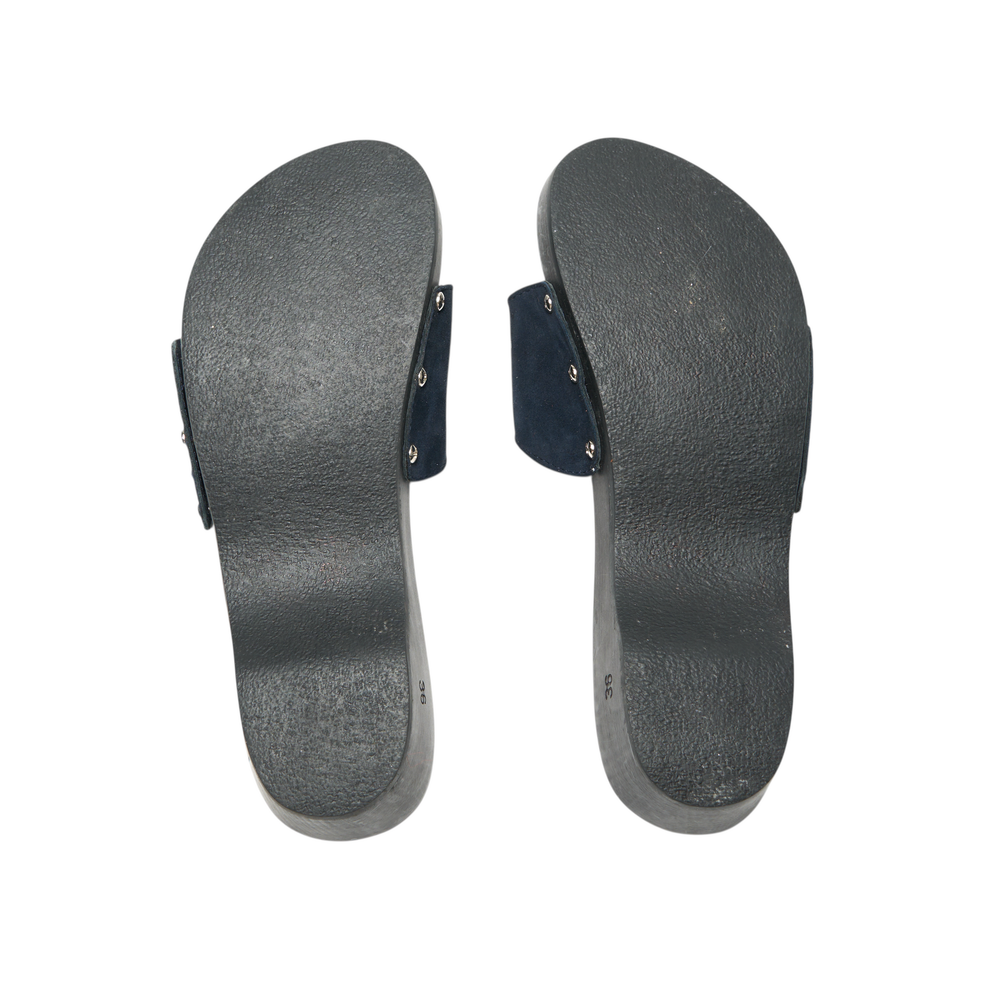 chanel 2000s navy clog mules