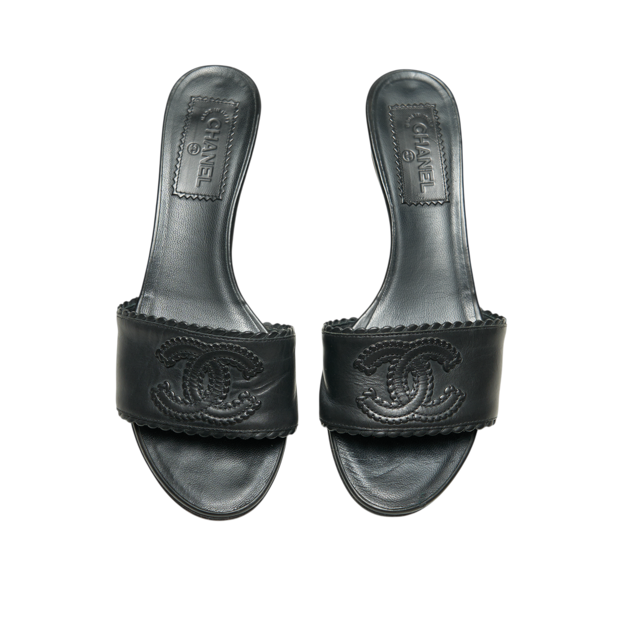 chanel 2000s black sandal heels